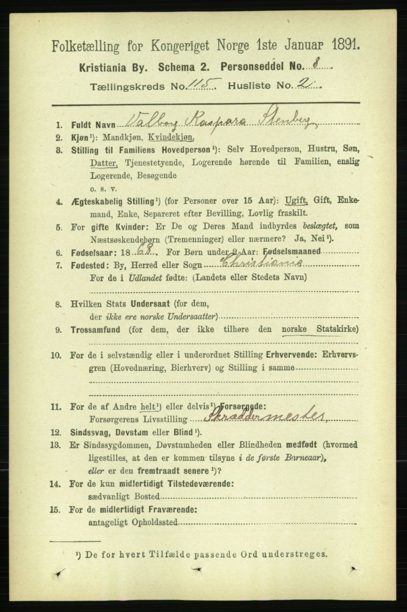 RA, 1891 census for 0301 Kristiania, 1891, p. 61665