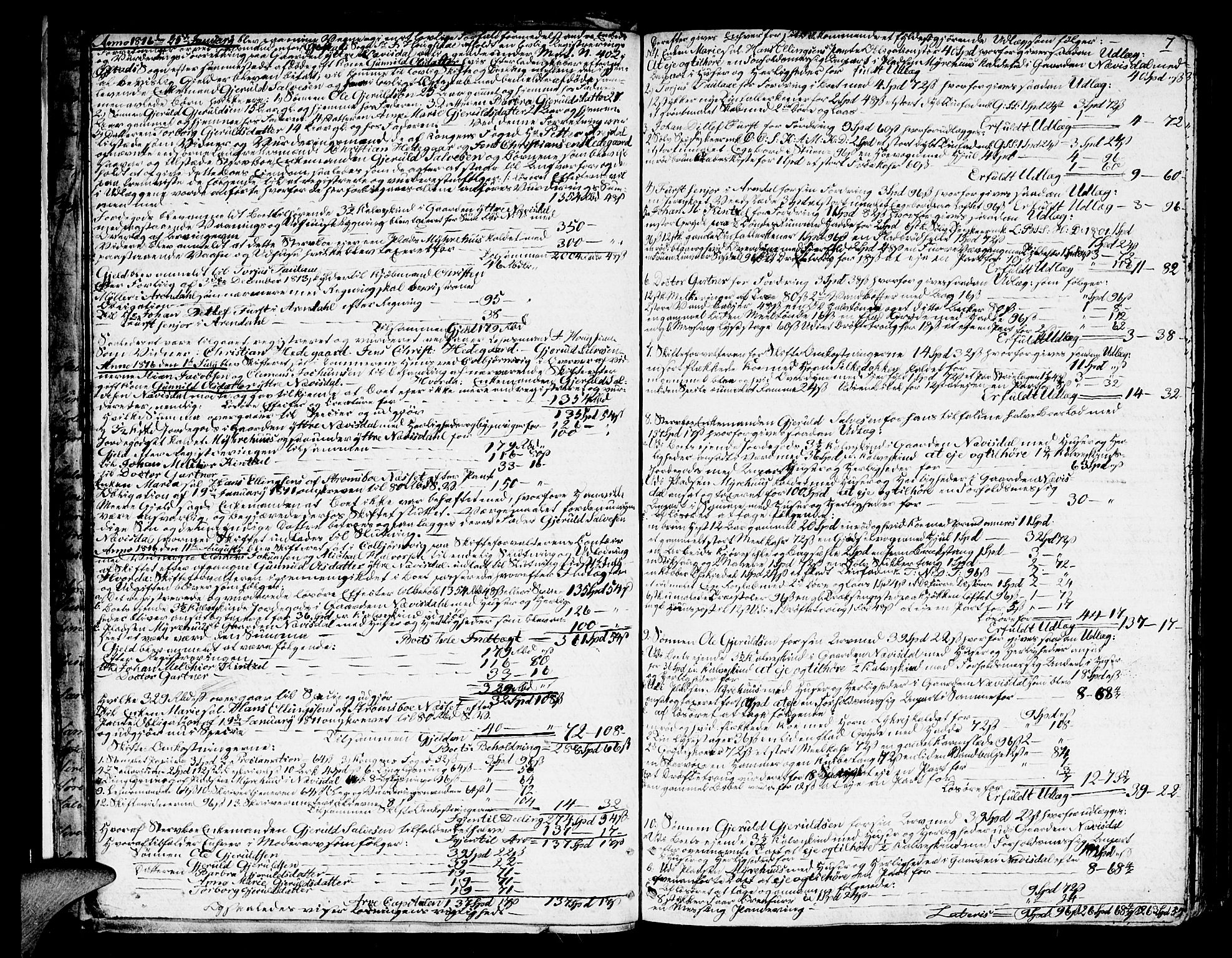 Nedenes sorenskriveri før 1824, SAK/1221-0007/H/Hc/L0055: Skifteprotokoll med register nr 40a, 1815-1820, p. 6b-7a