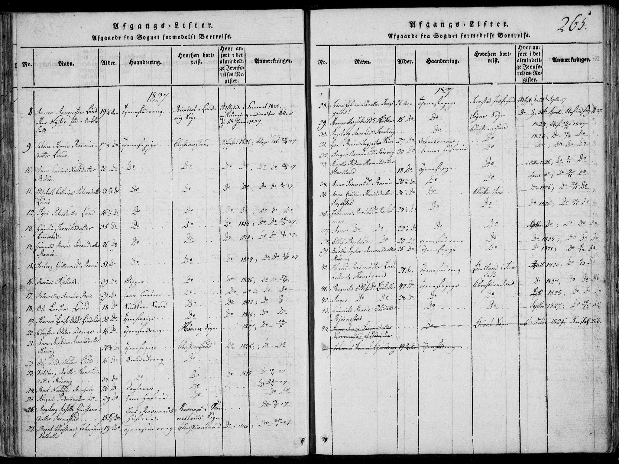 Oddernes sokneprestkontor, AV/SAK-1111-0033/F/Fa/Faa/L0005: Parish register (official) no. A 5, 1820-1838, p. 265