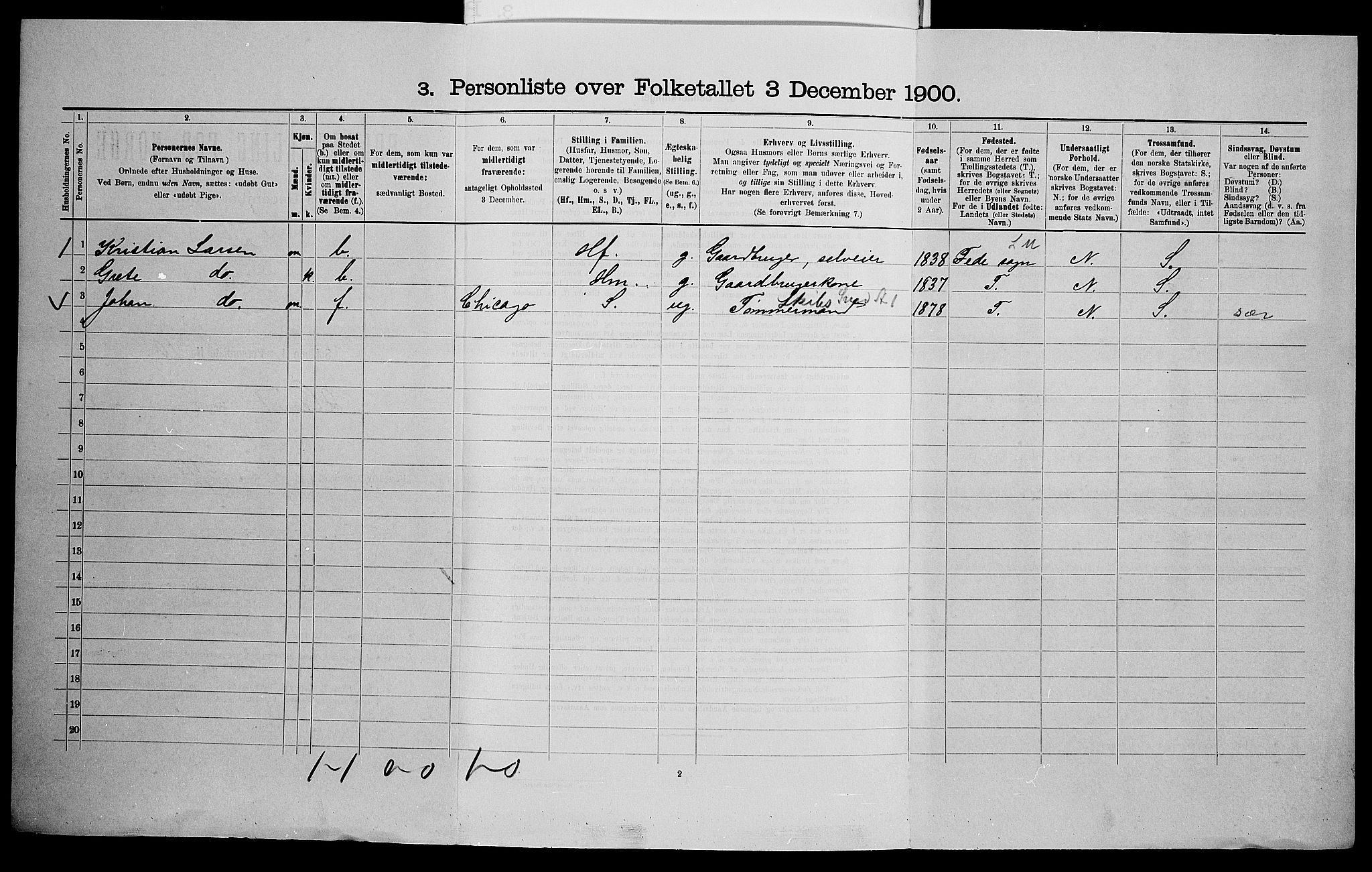 SAK, 1900 census for Herad, 1900, p. 176