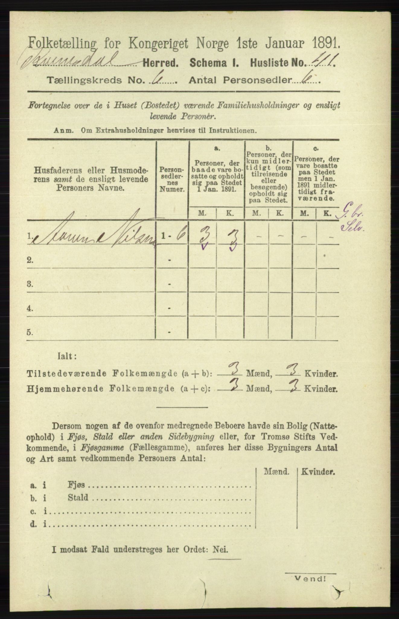 RA, 1891 census for 1037 Kvinesdal, 1891, p. 2091