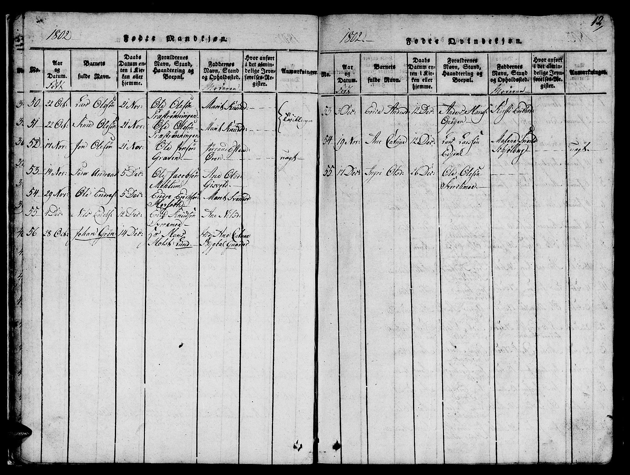 Ministerialprotokoller, klokkerbøker og fødselsregistre - Sør-Trøndelag, SAT/A-1456/668/L0803: Parish register (official) no. 668A03, 1800-1826, p. 12