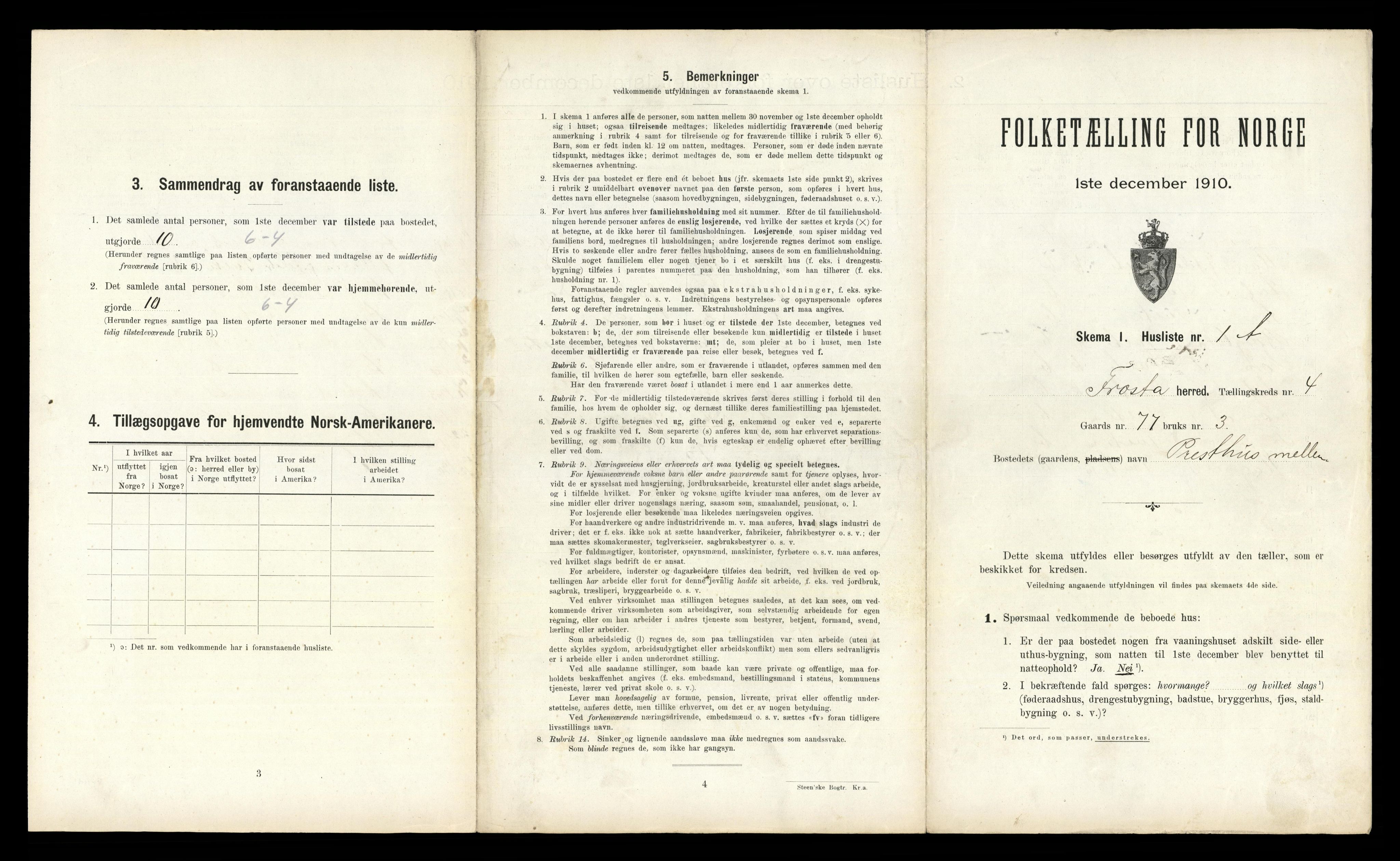 RA, 1910 census for Frosta, 1910, p. 481