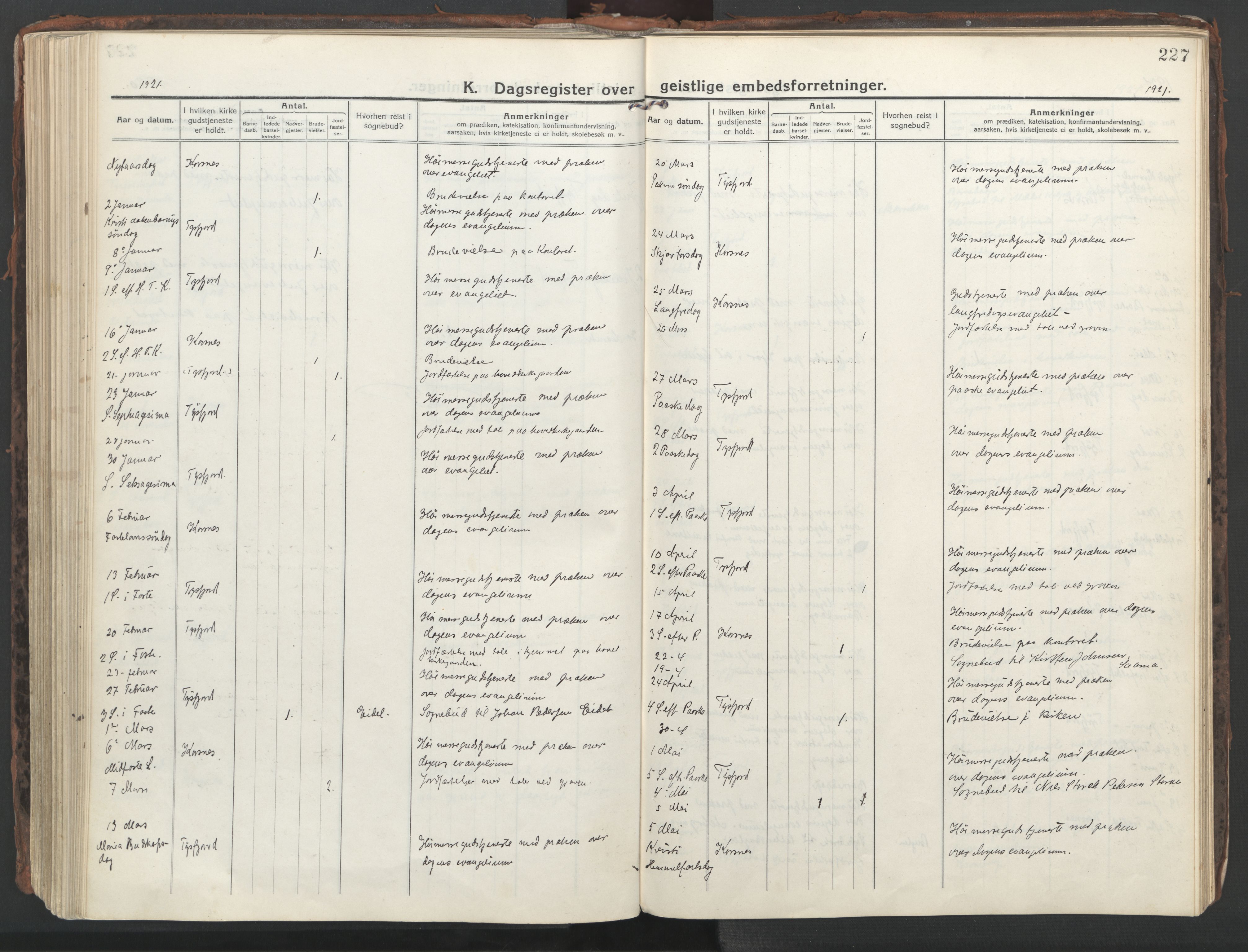 Ministerialprotokoller, klokkerbøker og fødselsregistre - Nordland, AV/SAT-A-1459/861/L0872: Parish register (official) no. 861A07, 1915-1924, p. 227