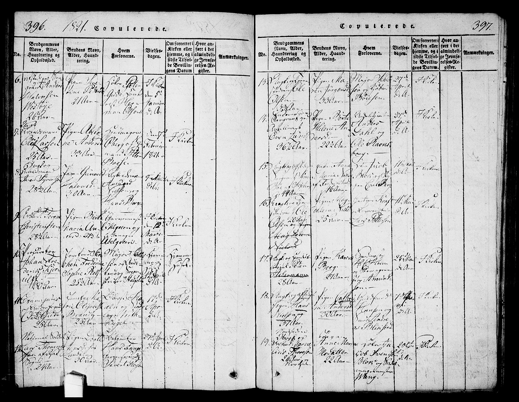 Halden prestekontor Kirkebøker, AV/SAO-A-10909/G/Ga/L0001: Parish register (copy) no. 1, 1815-1833, p. 396-397