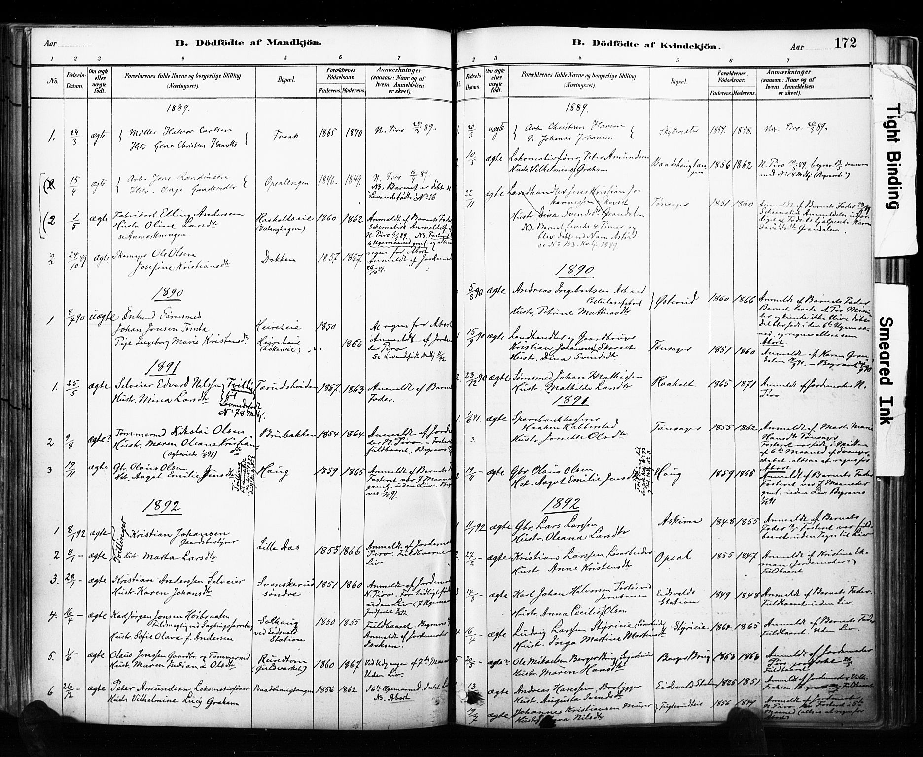 Eidsvoll prestekontor Kirkebøker, SAO/A-10888/F/Fa/L0002: Parish register (official) no. I 2, 1882-1895, p. 172