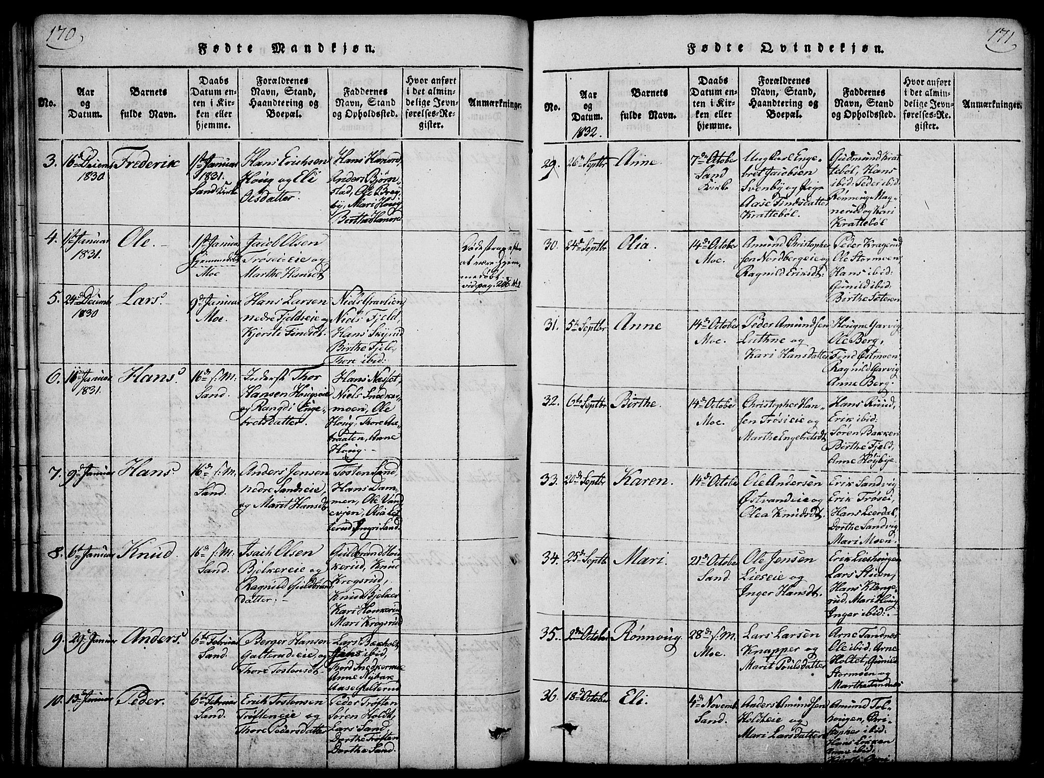 Nord-Odal prestekontor, AV/SAH-PREST-032/H/Ha/Haa/L0001: Parish register (official) no. 1, 1819-1838, p. 170-171