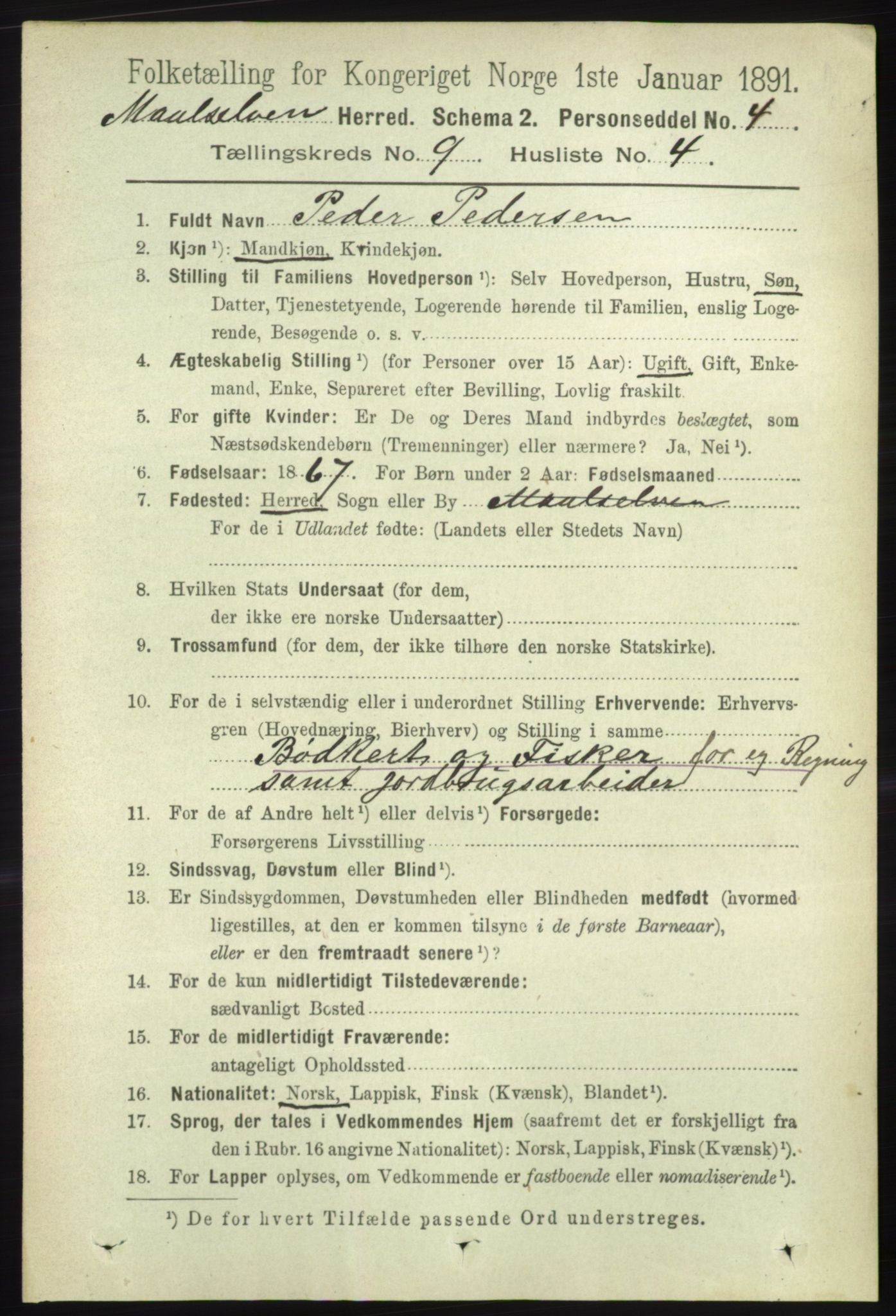 RA, 1891 census for 1924 Målselv, 1891, p. 2770
