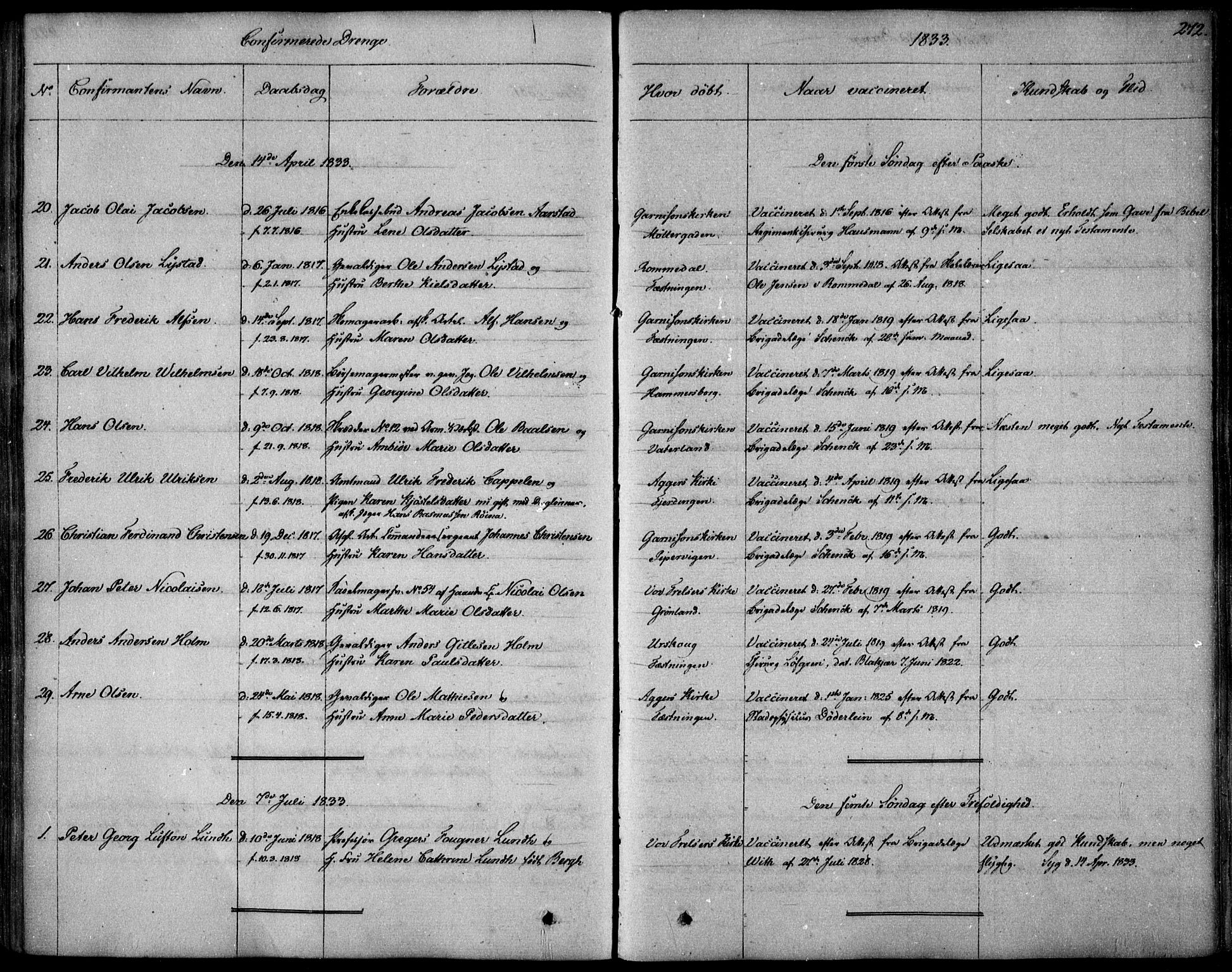 Garnisonsmenigheten Kirkebøker, SAO/A-10846/F/Fa/L0006: Parish register (official) no. 6, 1828-1841, p. 272