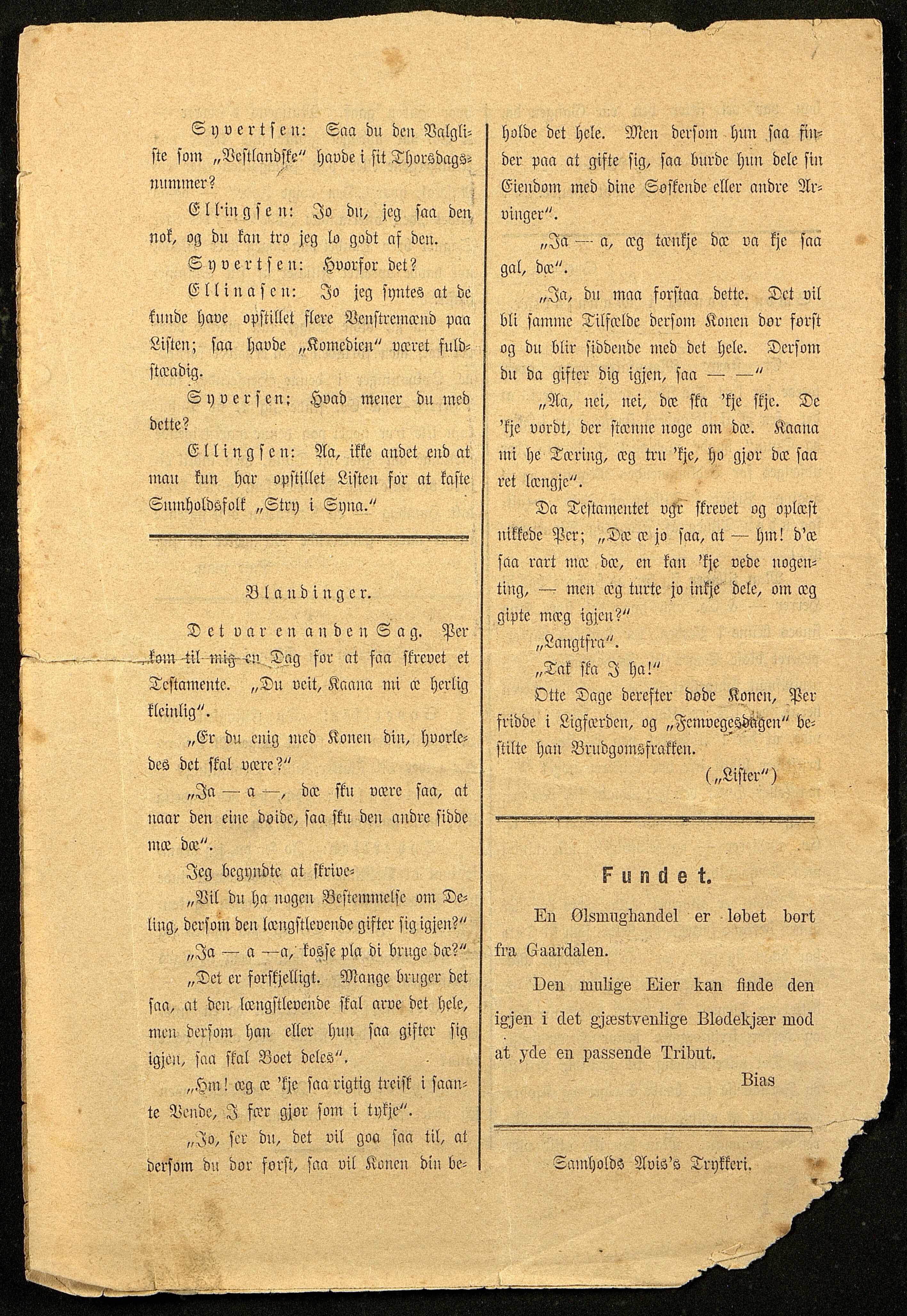 Spidskuglen, AAKS/PA-2823/X/L0001/0001: Spidskuglen / Årg. 1887, nr. 1–2, 4–23, 25–36, 1887