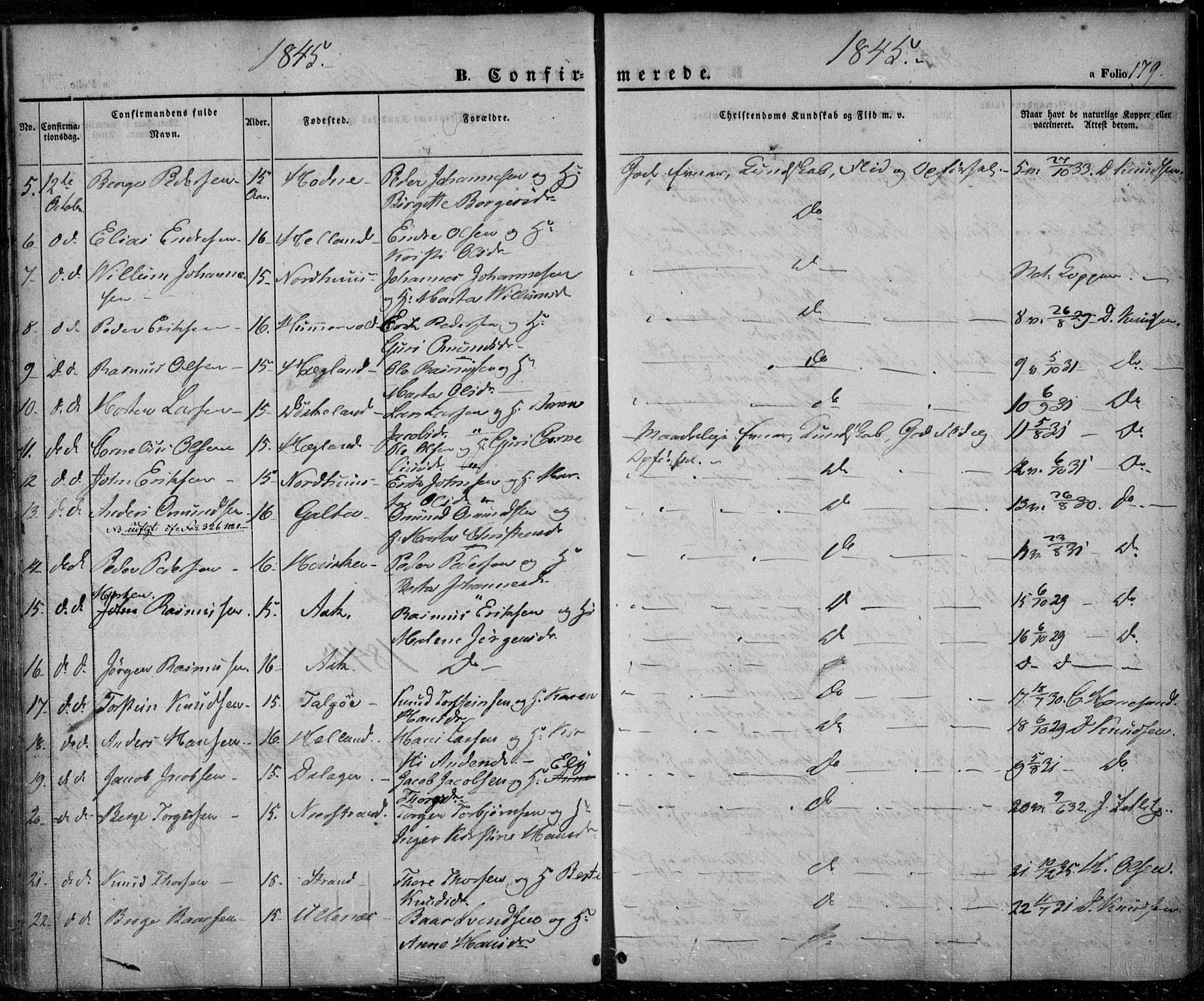 Rennesøy sokneprestkontor, SAST/A -101827/H/Ha/Haa/L0005: Parish register (official) no. A 5, 1838-1859, p. 179