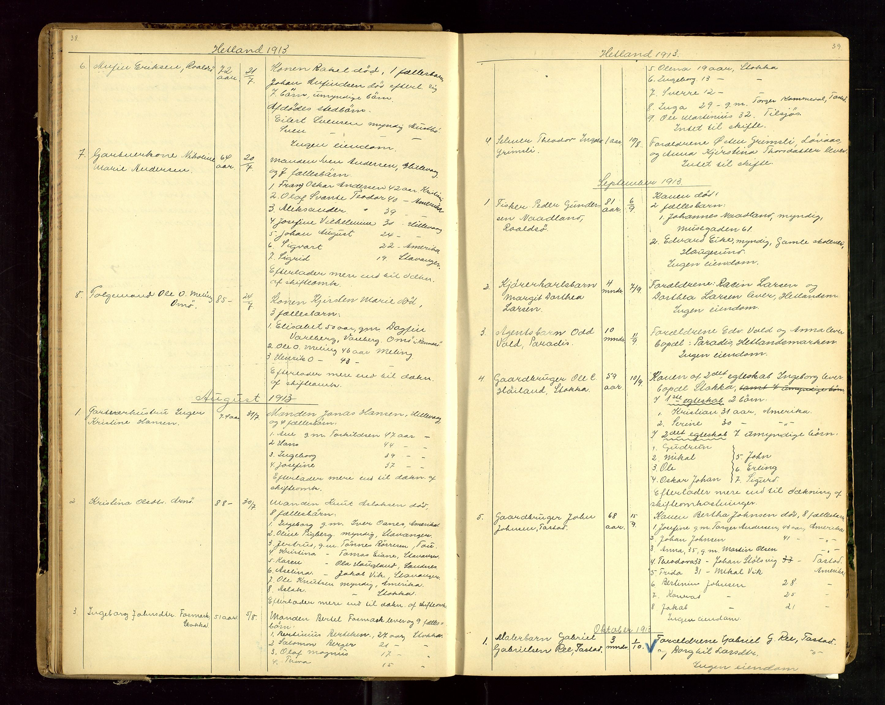 Jæren sorenskriveri, AV/SAST-A-100310/01/5/52/52B/L0003: DØDSFALLPROTOKOLL, 1910-1916, p. 38-39