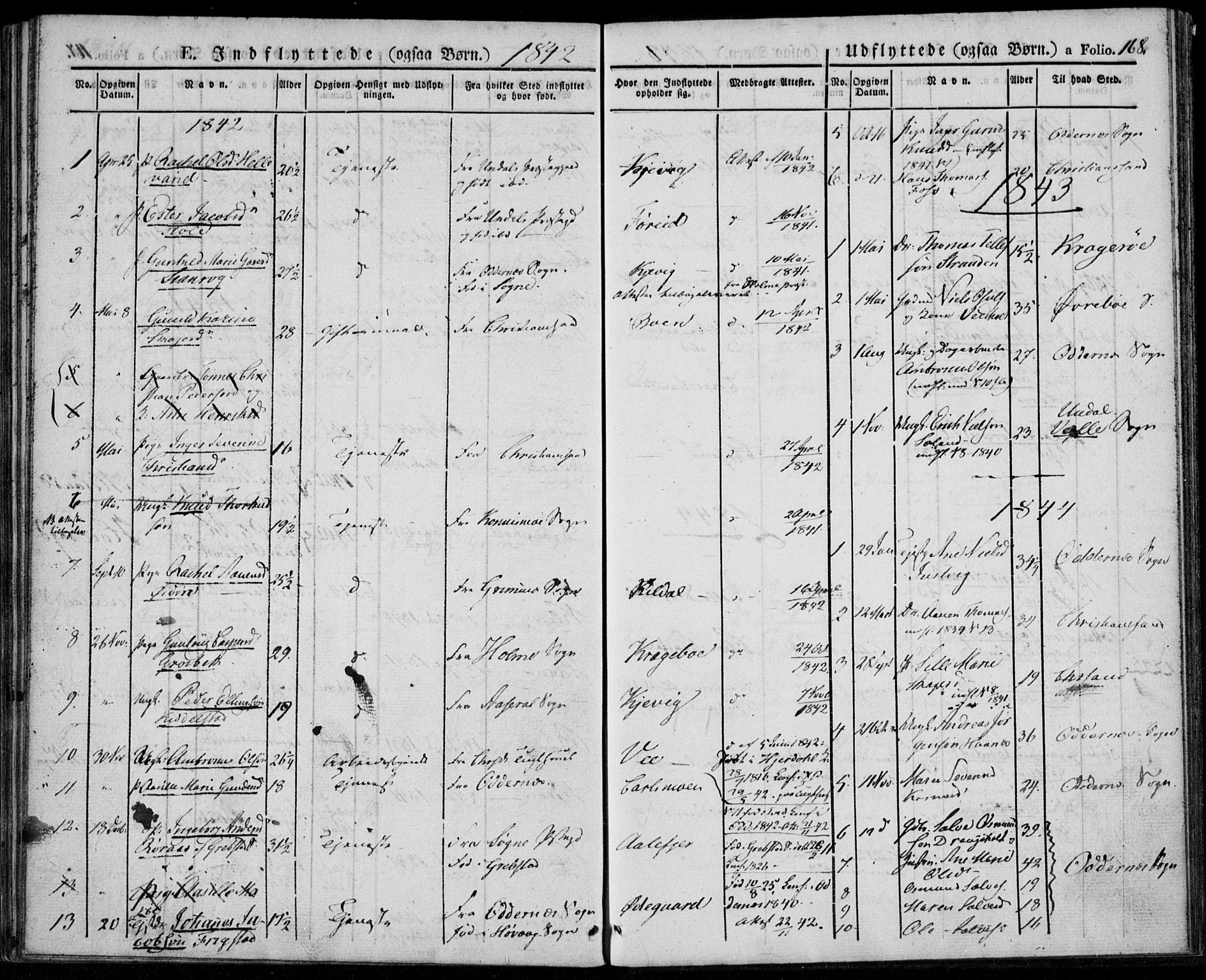 Tveit sokneprestkontor, AV/SAK-1111-0043/F/Fa/L0003: Parish register (official) no. A 3, 1829-1852, p. 168