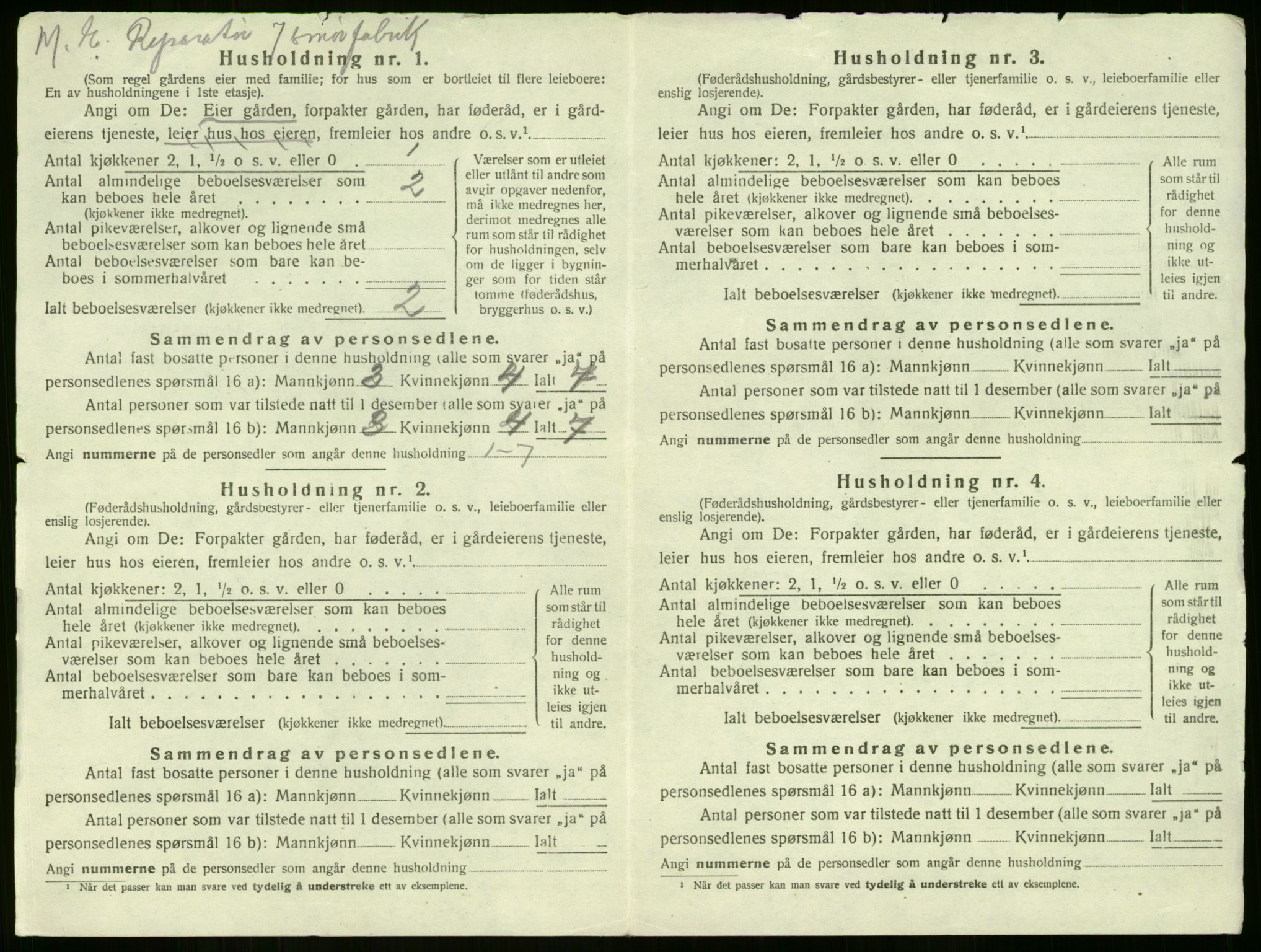 SAKO, 1920 census for Sem, 1920, p. 1259