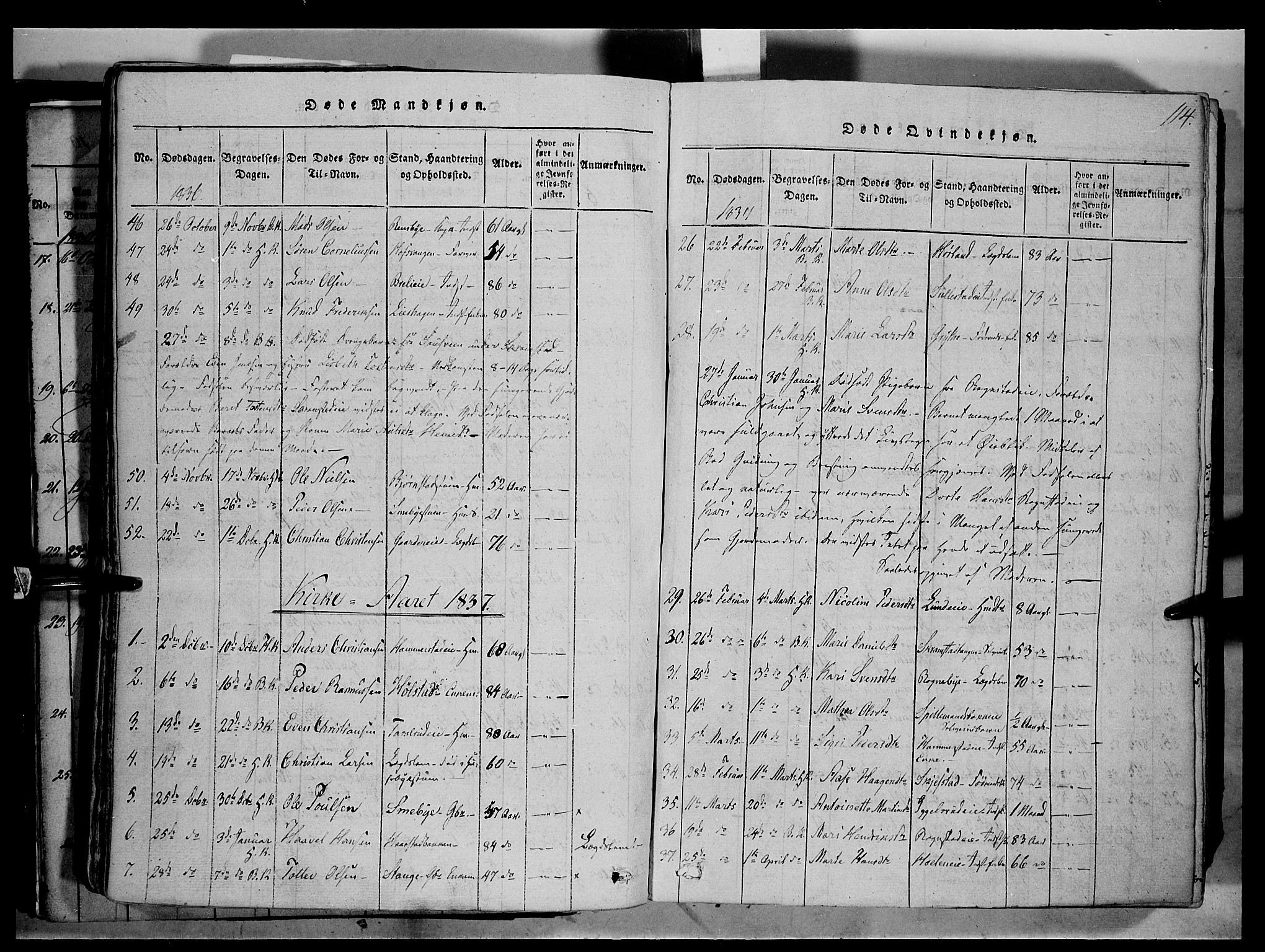 Østre Toten prestekontor, SAH/PREST-104/H/Ha/Haa/L0001: Parish register (official) no. 1, 1828-1839, p. 114