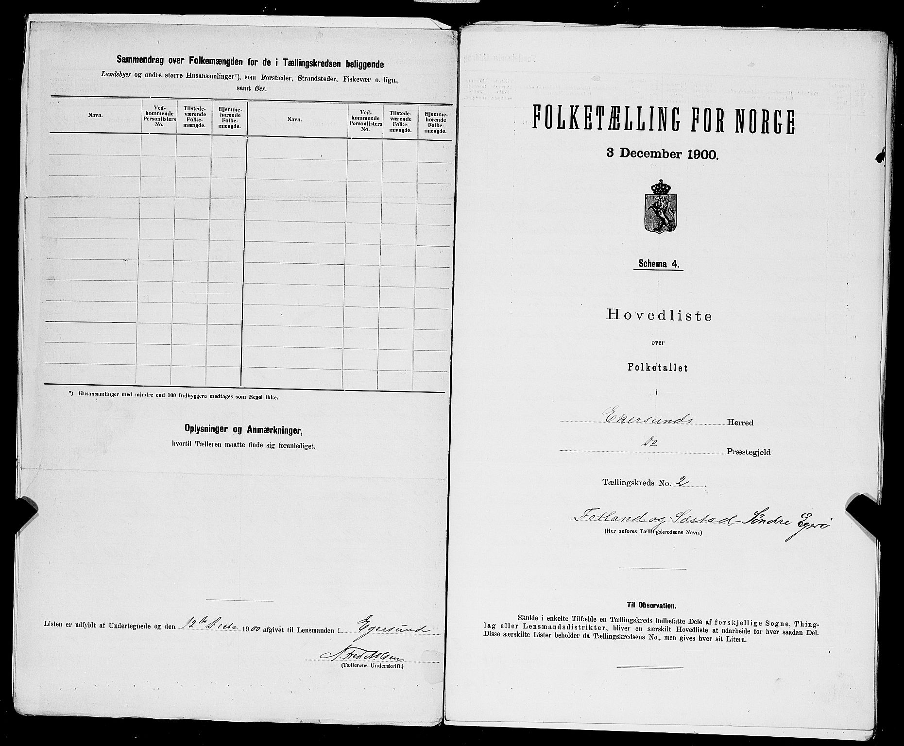 SAST, 1900 census for Eigersund herred, 1900, p. 13