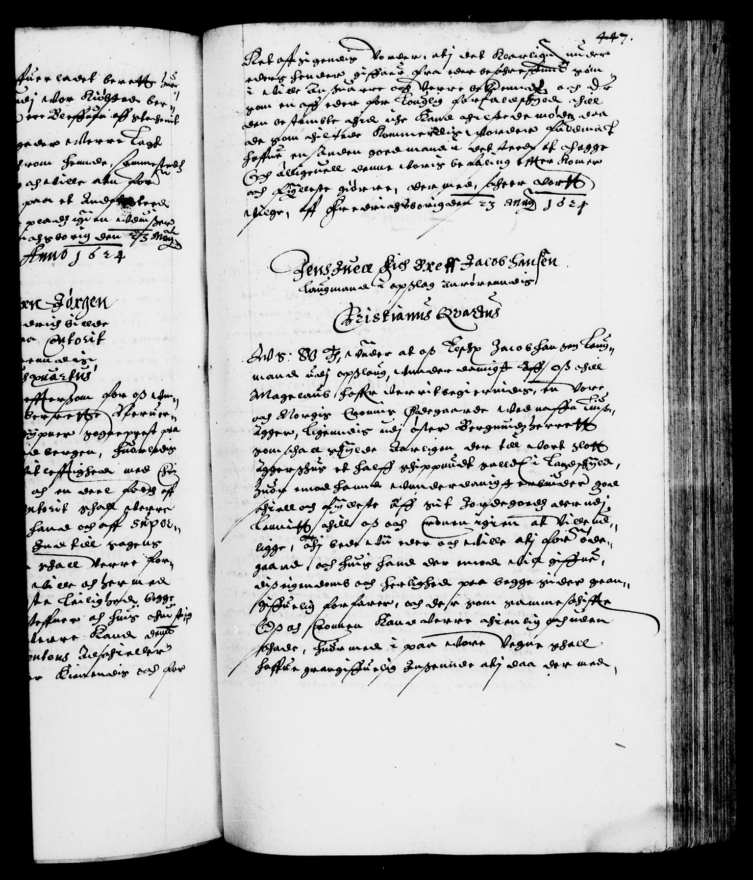 Danske Kanselli 1572-1799, RA/EA-3023/F/Fc/Fca/Fcab/L0004: Norske tegnelser (mikrofilm), 1617-1627, p. 447a