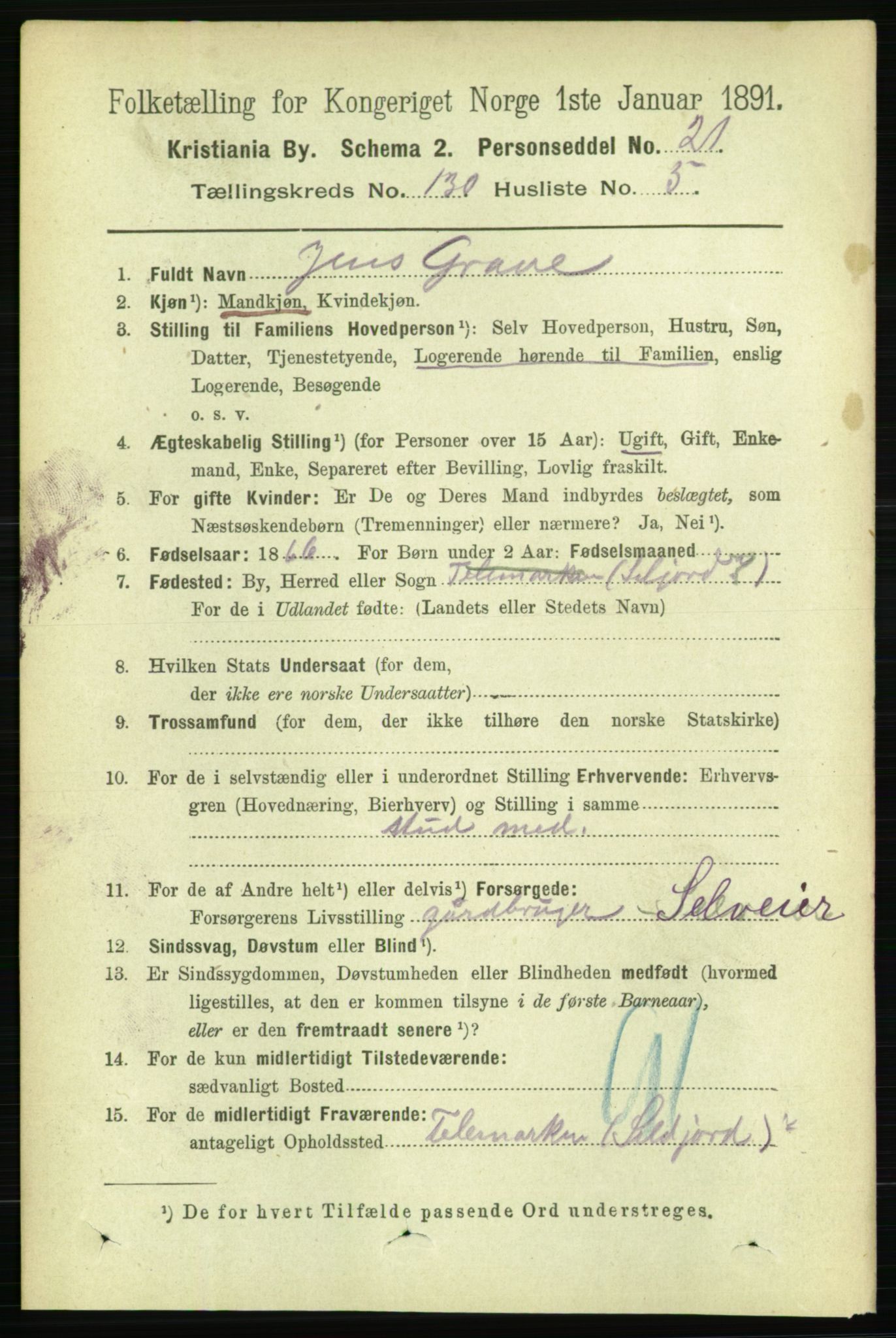 RA, 1891 census for 0301 Kristiania, 1891, p. 70159