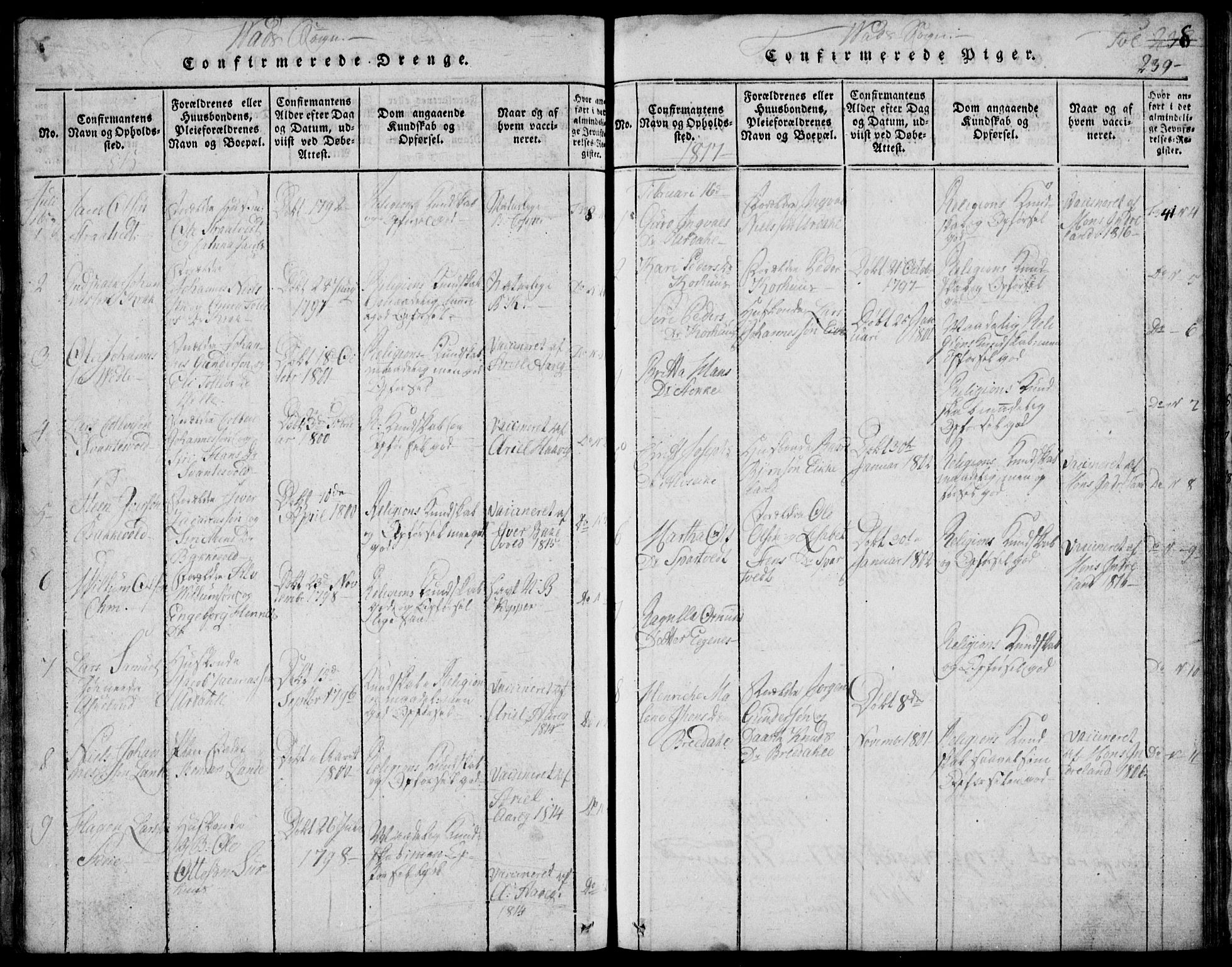 Skjold sokneprestkontor, SAST/A-101847/H/Ha/Hab/L0002: Parish register (copy) no. B 2 /2, 1815-1830, p. 239