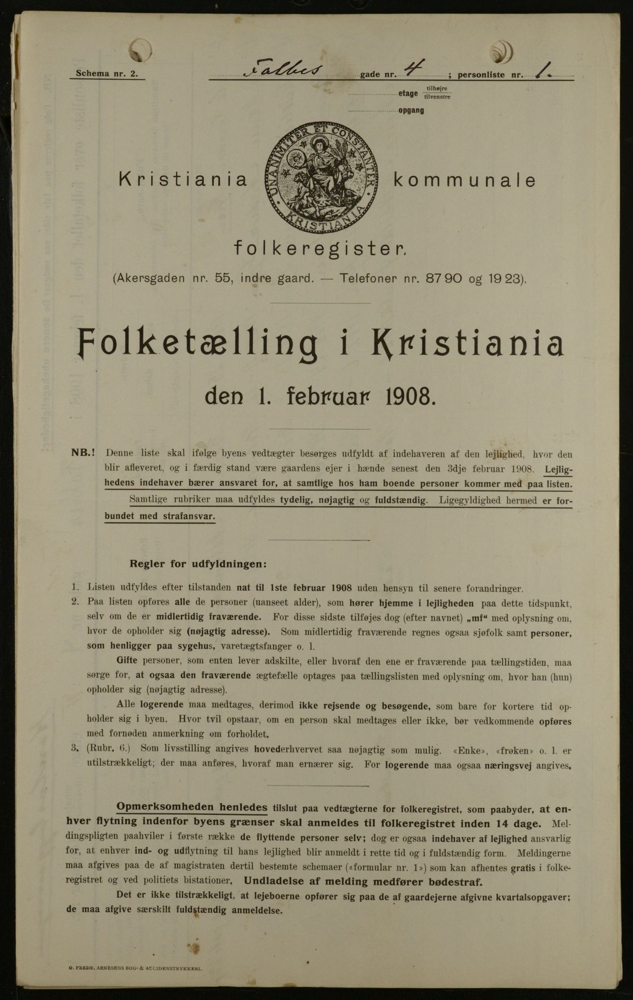 OBA, Municipal Census 1908 for Kristiania, 1908, p. 21054