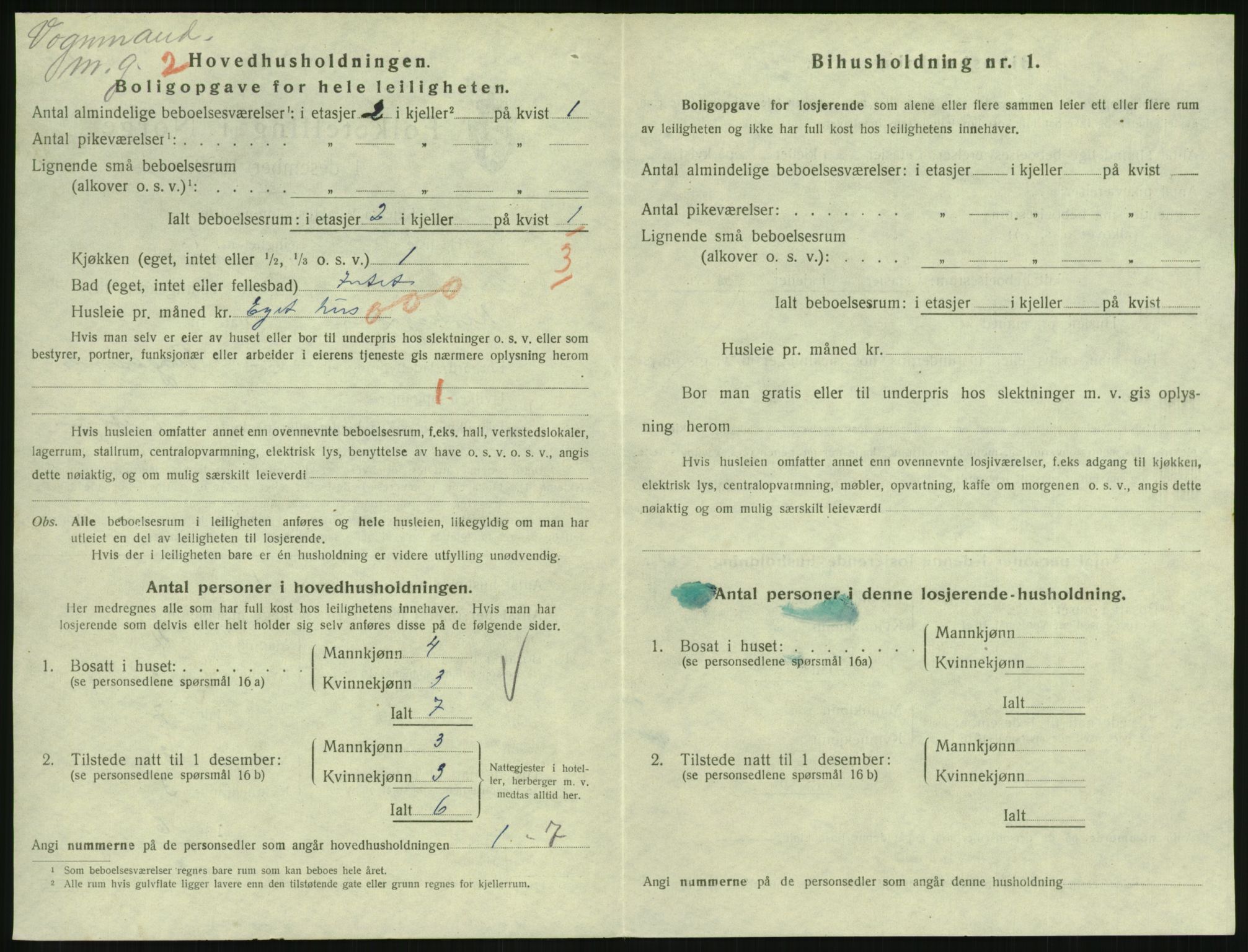 SAH, 1920 census for Lillehammer, 1920, p. 3389