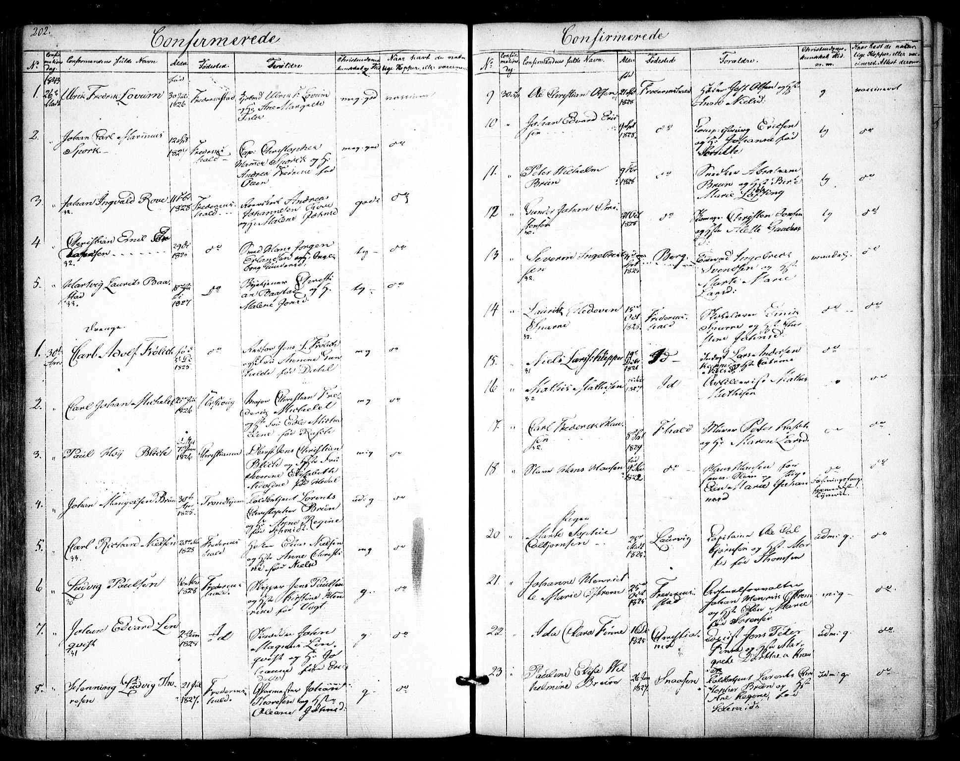 Halden prestekontor Kirkebøker, SAO/A-10909/F/Fa/L0006: Parish register (official) no. I 6, 1845-1856, p. 202