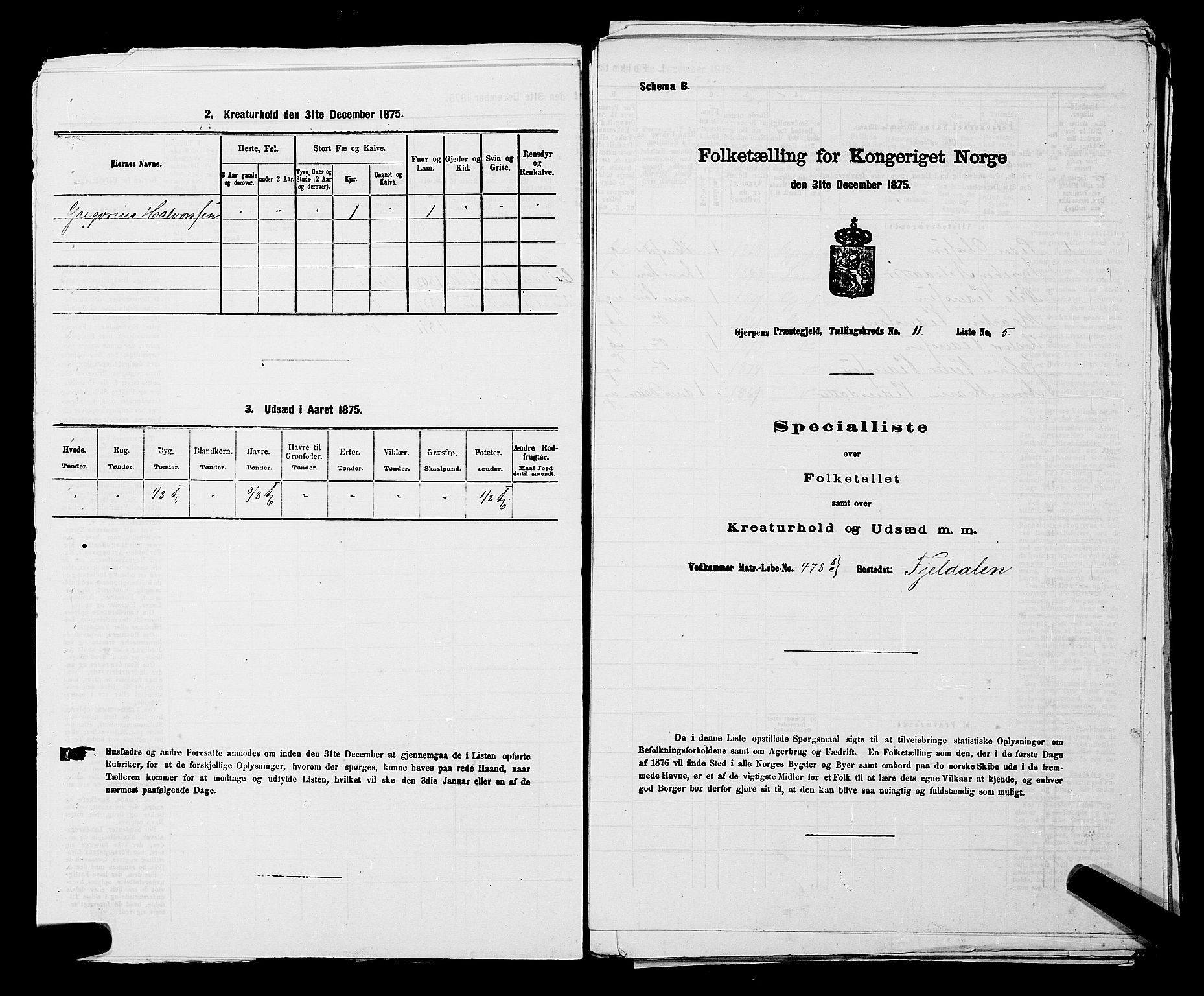 SAKO, 1875 census for 0812P Gjerpen, 1875, p. 1639