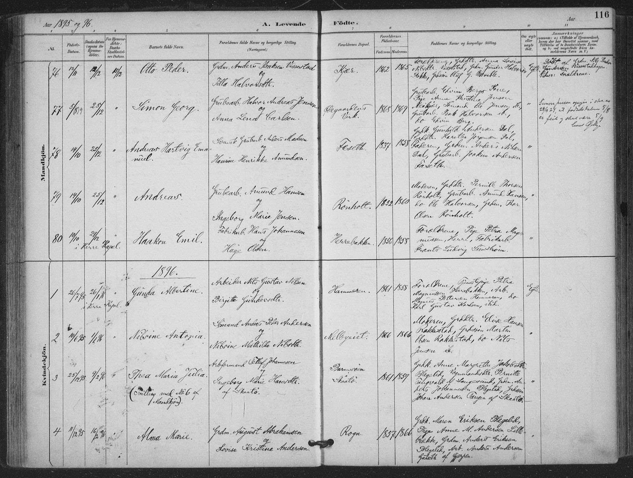 Bamble kirkebøker, SAKO/A-253/F/Fa/L0008: Parish register (official) no. I 8, 1888-1900, p. 116