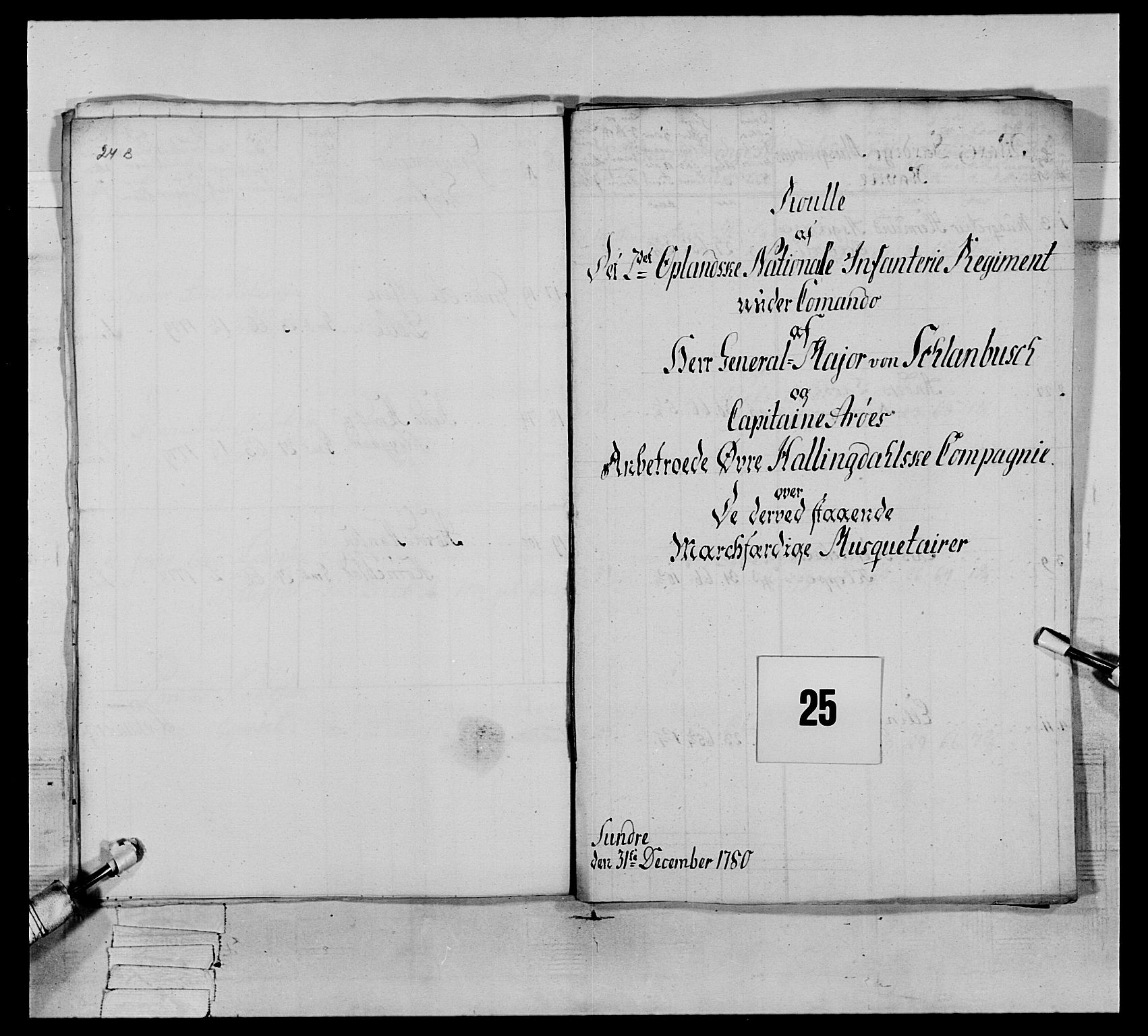 Generalitets- og kommissariatskollegiet, Det kongelige norske kommissariatskollegium, AV/RA-EA-5420/E/Eh/L0064: 2. Opplandske nasjonale infanteriregiment, 1774-1784, p. 542