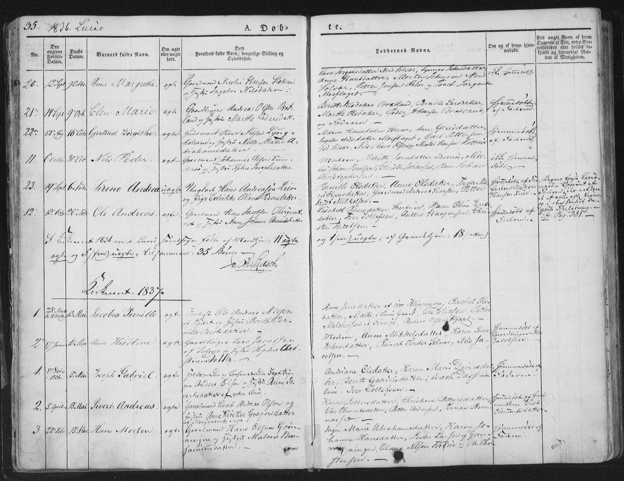 Ministerialprotokoller, klokkerbøker og fødselsregistre - Nordland, AV/SAT-A-1459/839/L0565: Parish register (official) no. 839A02, 1825-1862, p. 35