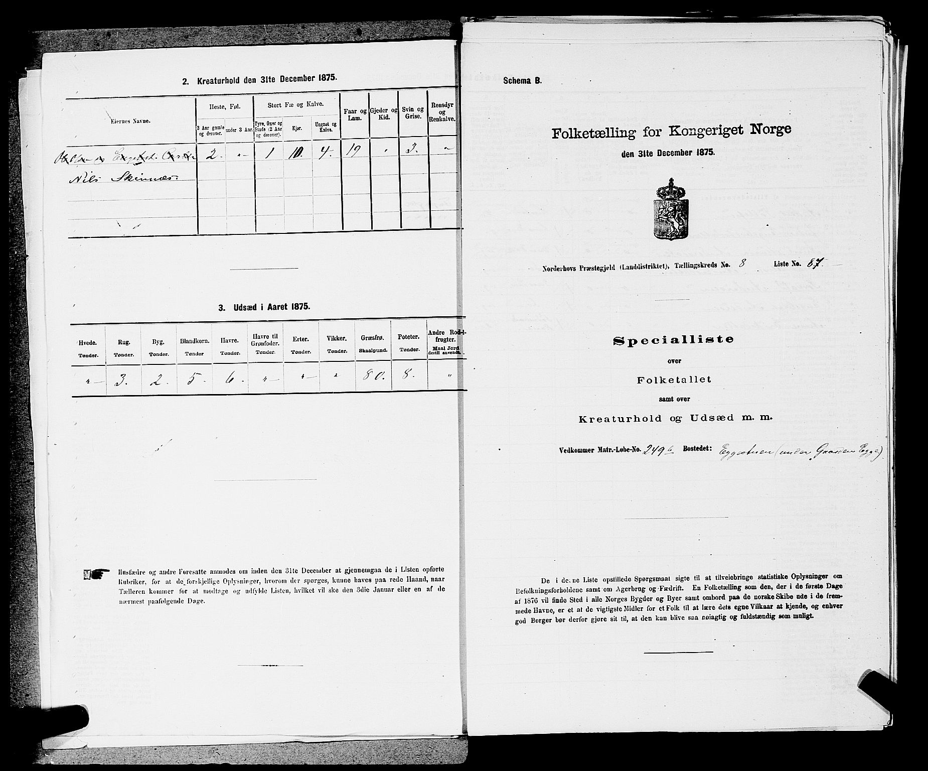 SAKO, 1875 census for 0613L Norderhov/Norderhov, Haug og Lunder, 1875, p. 1502