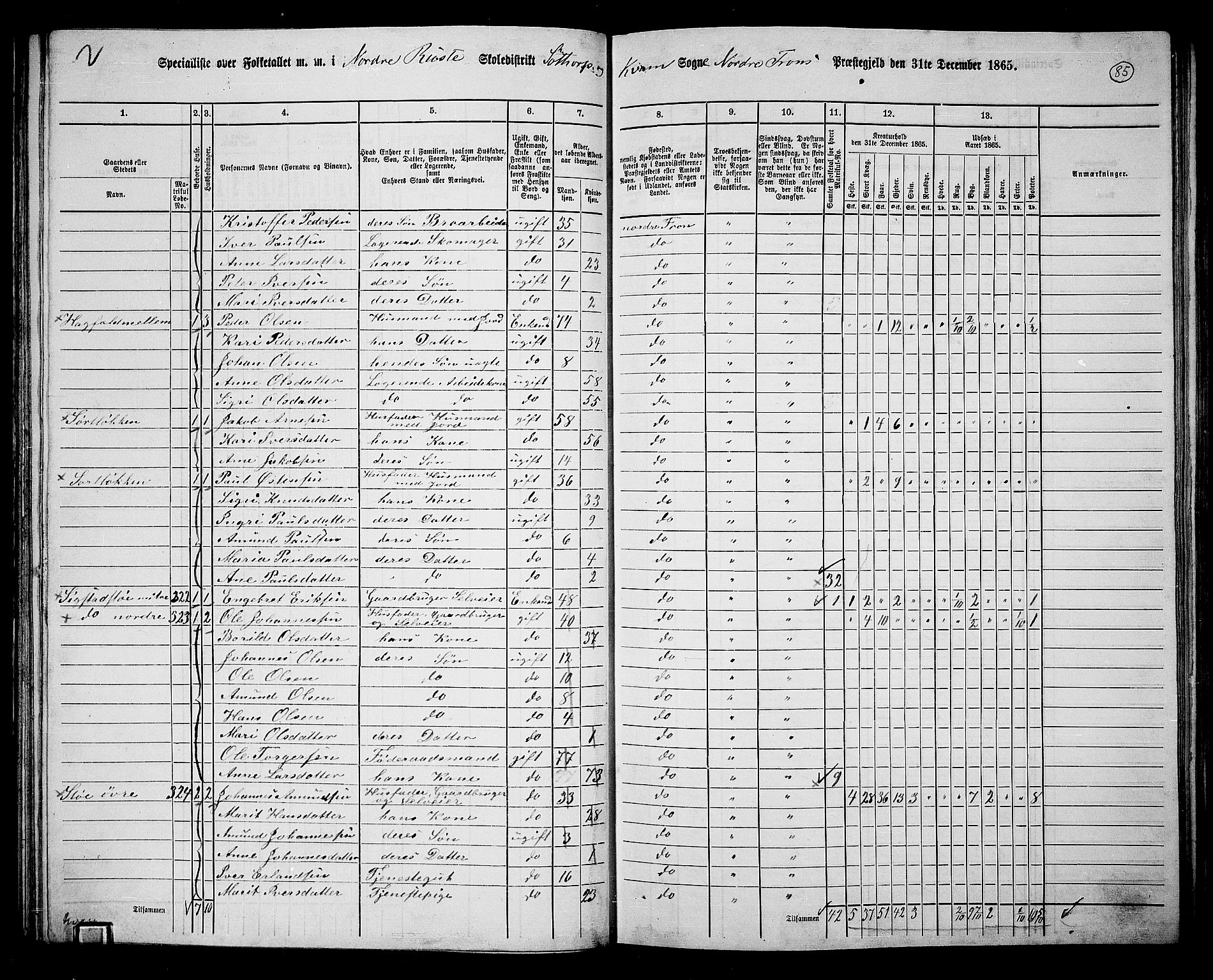 RA, 1865 census for Nord-Fron, 1865, p. 82