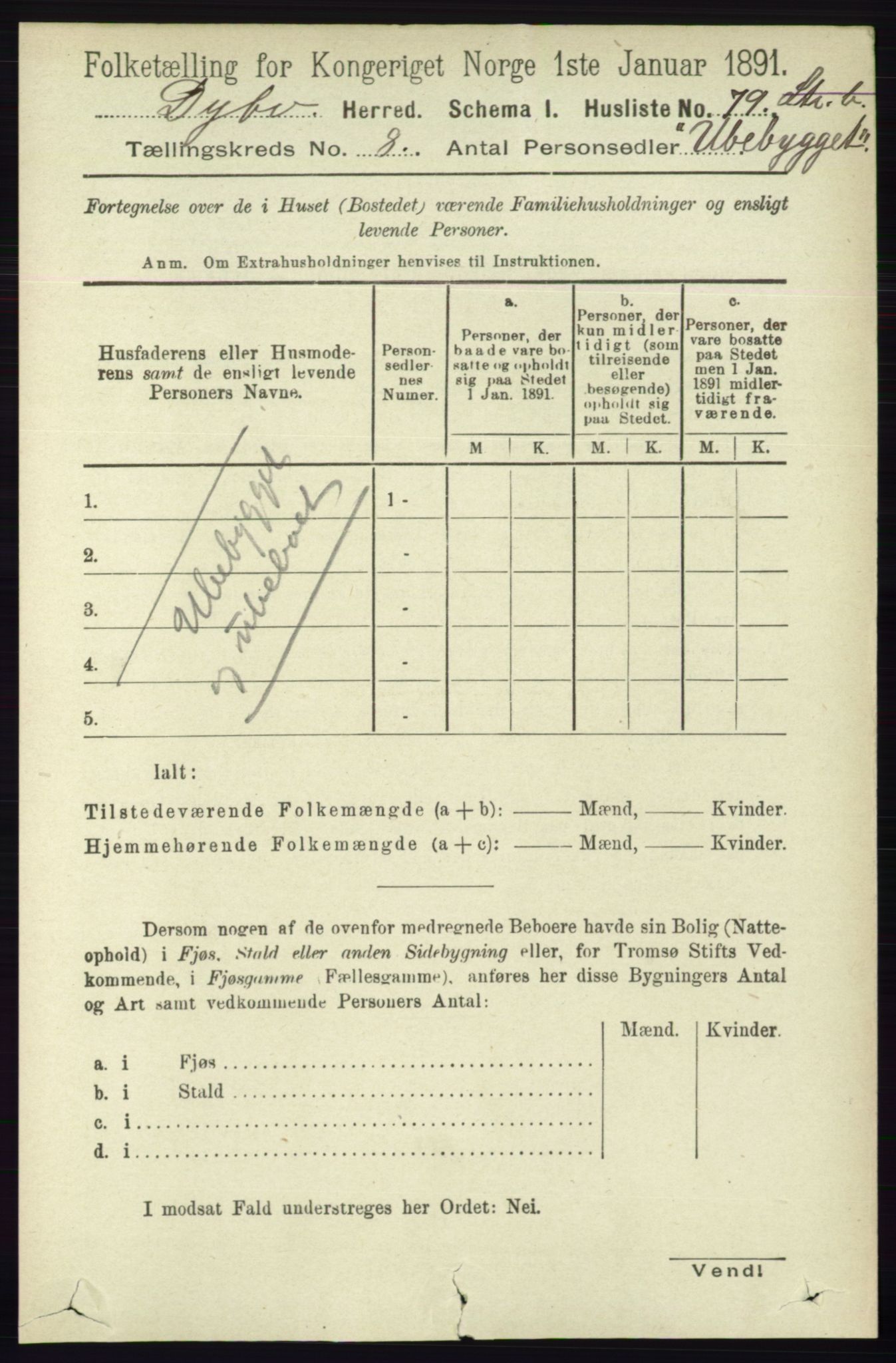 RA, 1891 census for 0915 Dypvåg, 1891, p. 2721