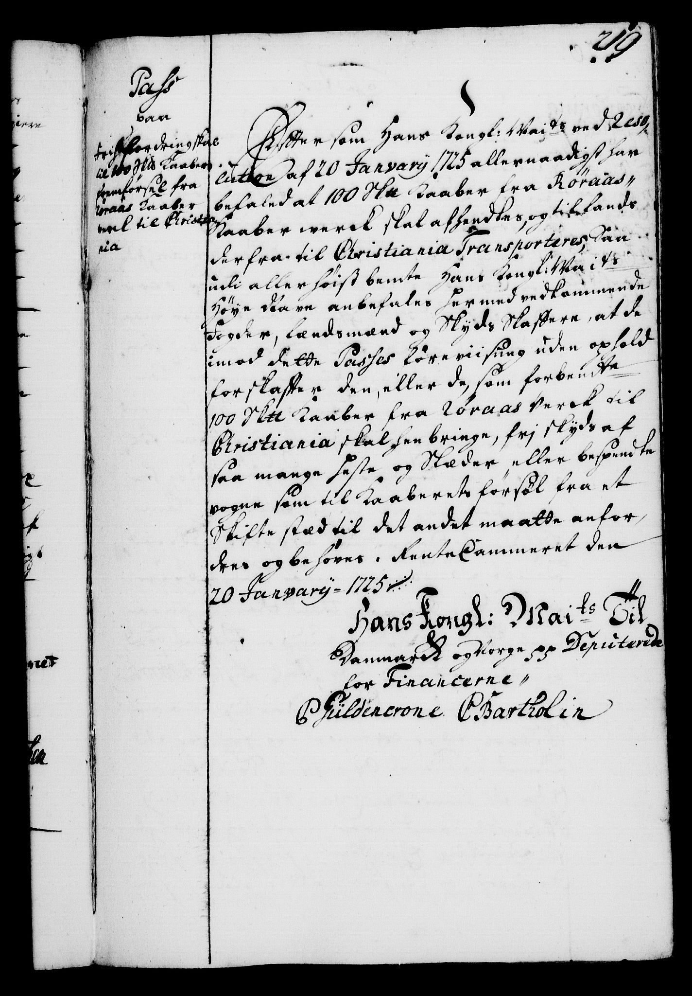 Rentekammeret, Kammerkanselliet, RA/EA-3111/G/Gg/Gga/L0002: Norsk ekspedisjonsprotokoll med register (merket RK 53.2), 1723-1727, p. 219