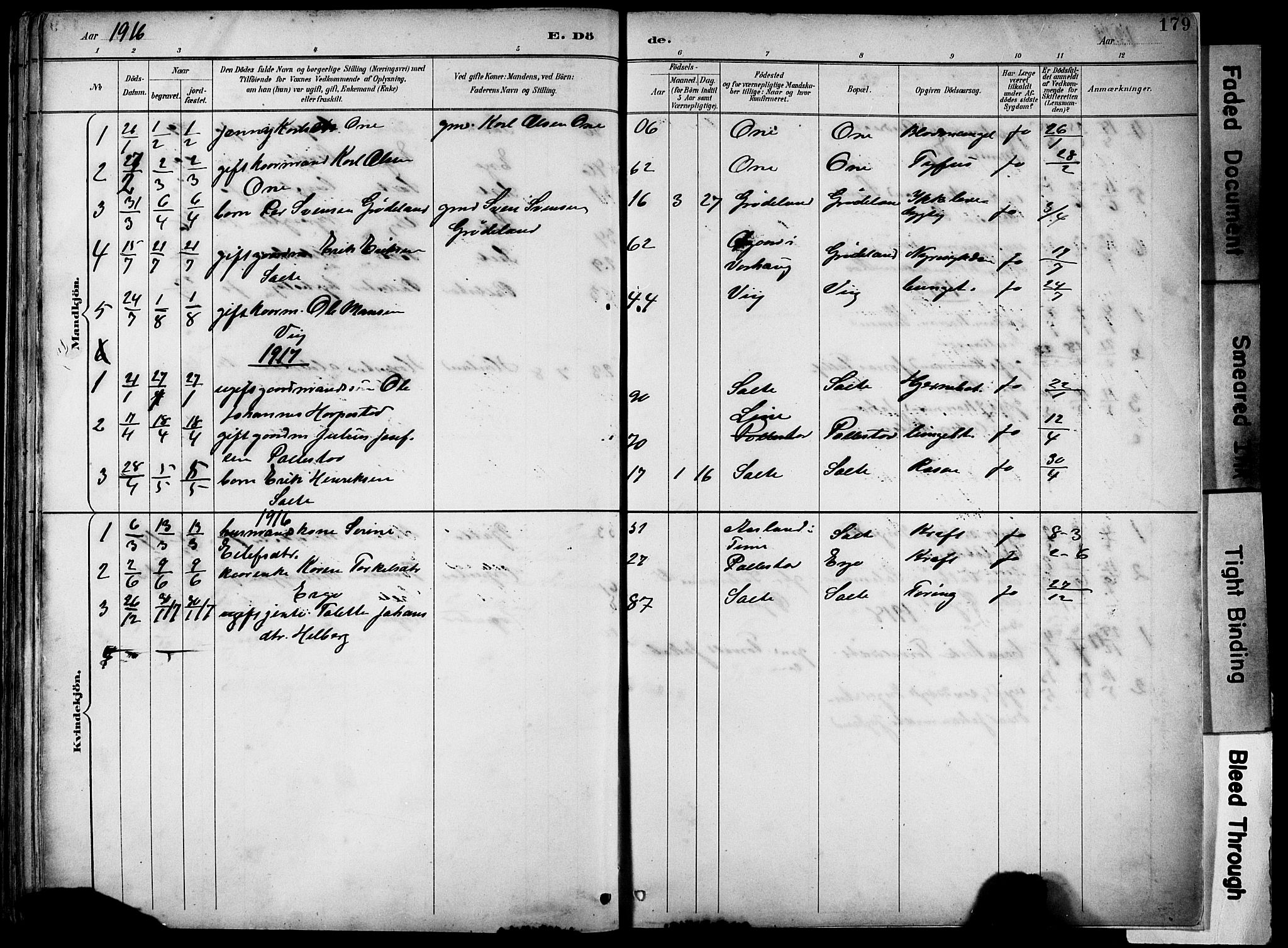 Klepp sokneprestkontor, AV/SAST-A-101803/001/3/30BB/L0005: Parish register (copy) no. B 5, 1889-1918, p. 179