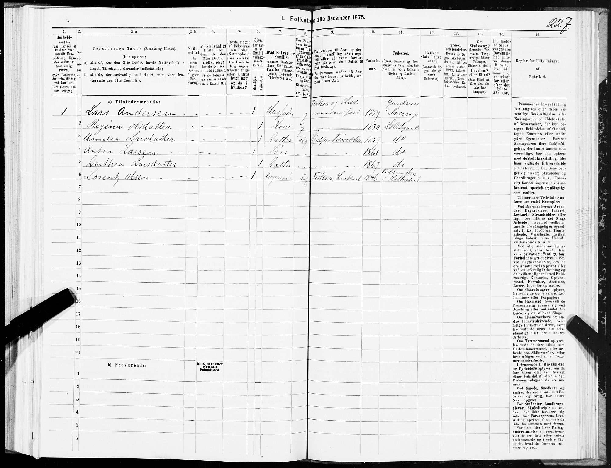 SAT, 1875 census for 1860P Buksnes, 1875, p. 3227