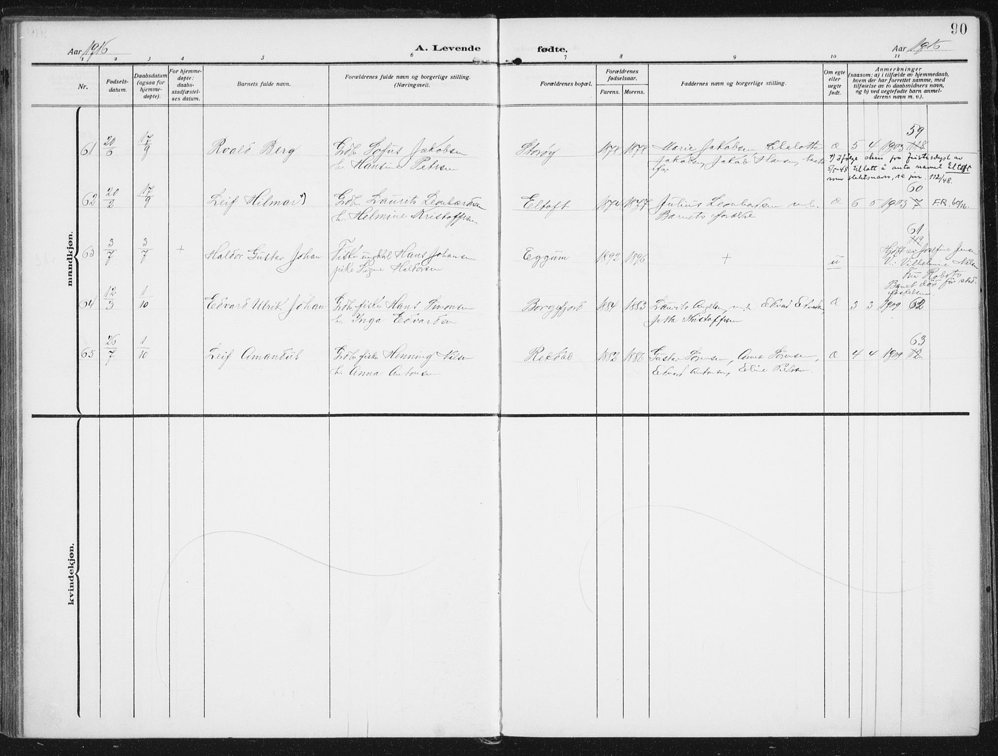 Ministerialprotokoller, klokkerbøker og fødselsregistre - Nordland, AV/SAT-A-1459/880/L1135: Parish register (official) no. 880A09, 1908-1919, p. 90