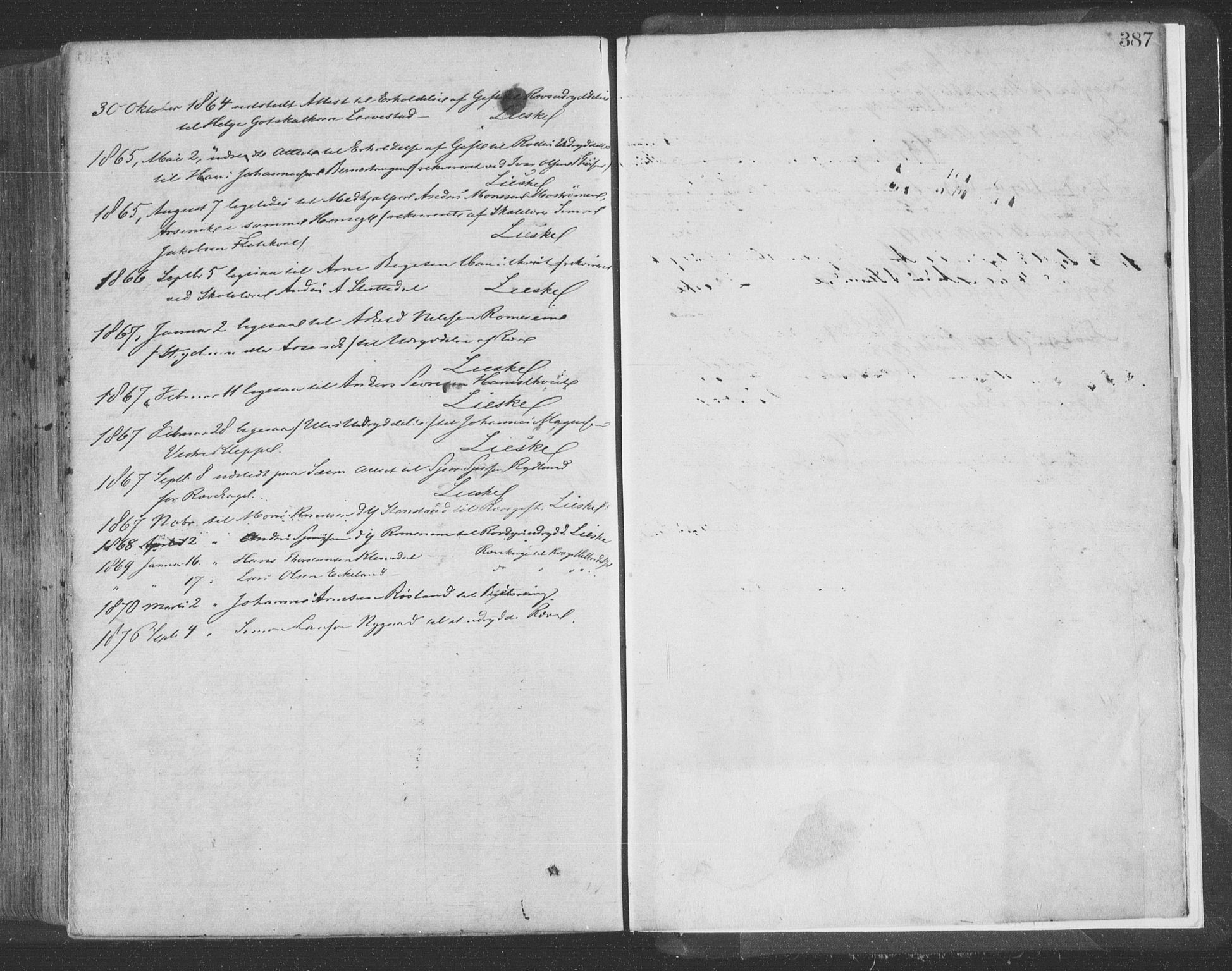 Hosanger sokneprestembete, SAB/A-75801/H/Haa: Parish register (official) no. A 9, 1864-1876, p. 387
