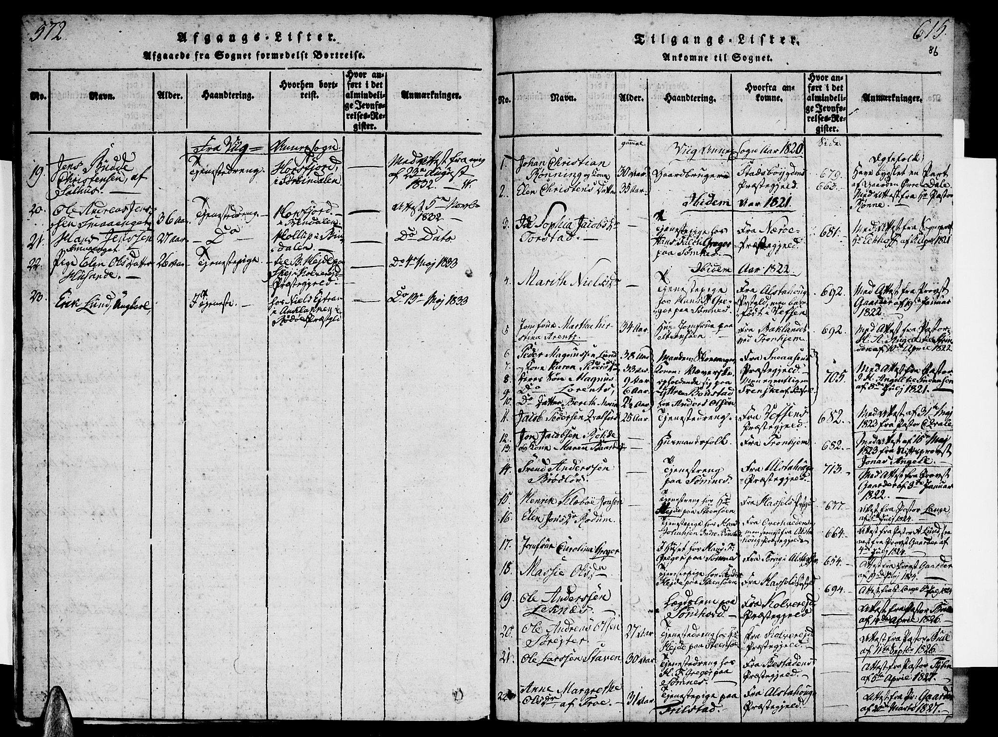 Ministerialprotokoller, klokkerbøker og fødselsregistre - Nordland, SAT/A-1459/812/L0175: Parish register (official) no. 812A04, 1820-1833, p. 572-573