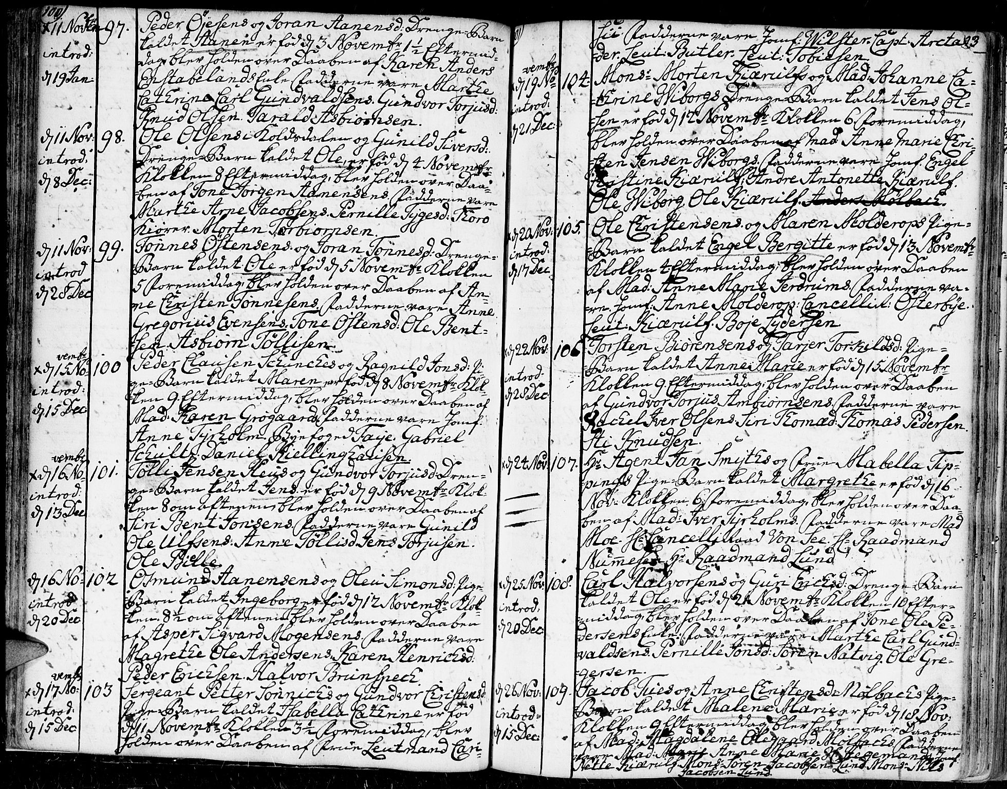 Kristiansand domprosti, SAK/1112-0006/F/Fa/L0002: Parish register (official) no. A 2, 1755-1778, p. 100-101