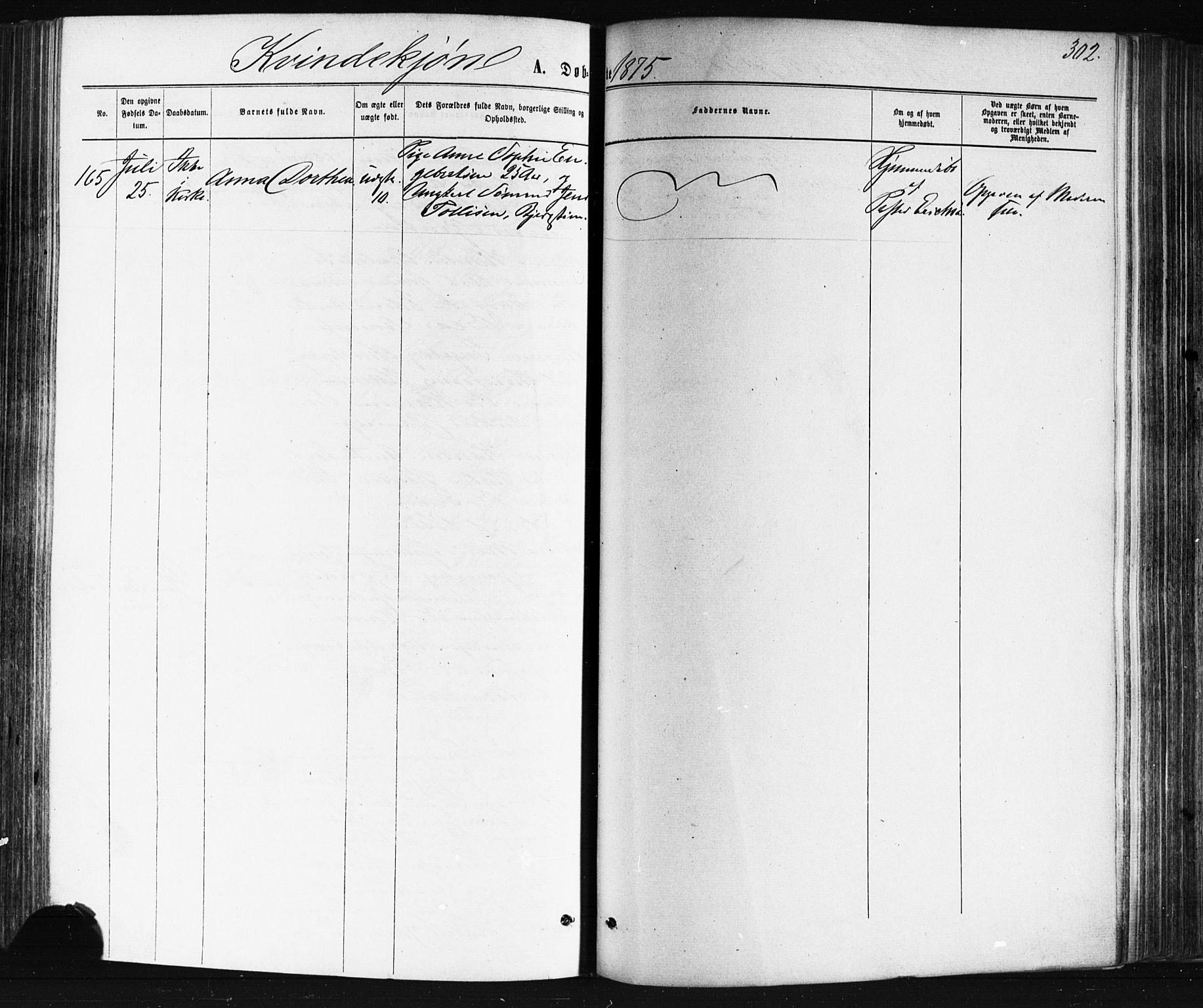 Bragernes kirkebøker, AV/SAKO-A-6/F/Fb/L0004: Parish register (official) no. II 4, 1869-1875, p. 302