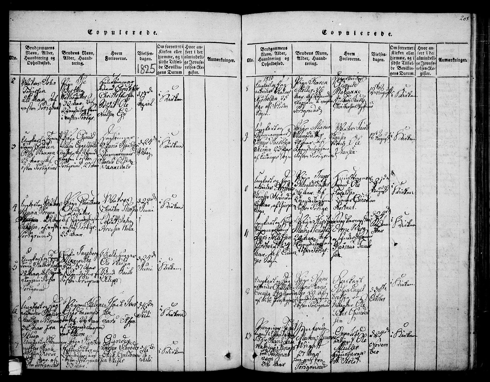 Porsgrunn kirkebøker , SAKO/A-104/F/Fa/L0004: Parish register (official) no. 4, 1814-1828, p. 208