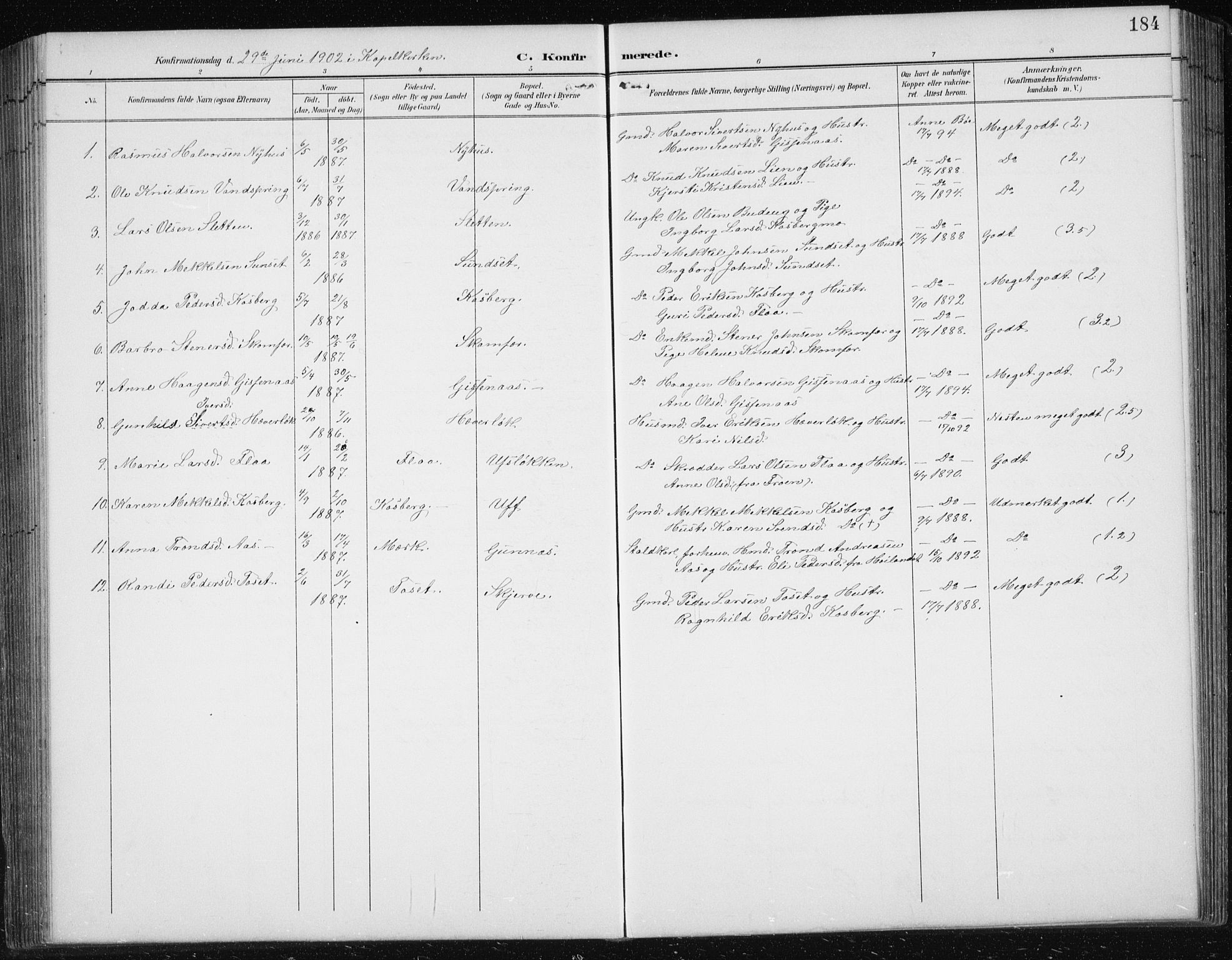 Ministerialprotokoller, klokkerbøker og fødselsregistre - Sør-Trøndelag, SAT/A-1456/674/L0876: Parish register (copy) no. 674C03, 1892-1912, p. 184