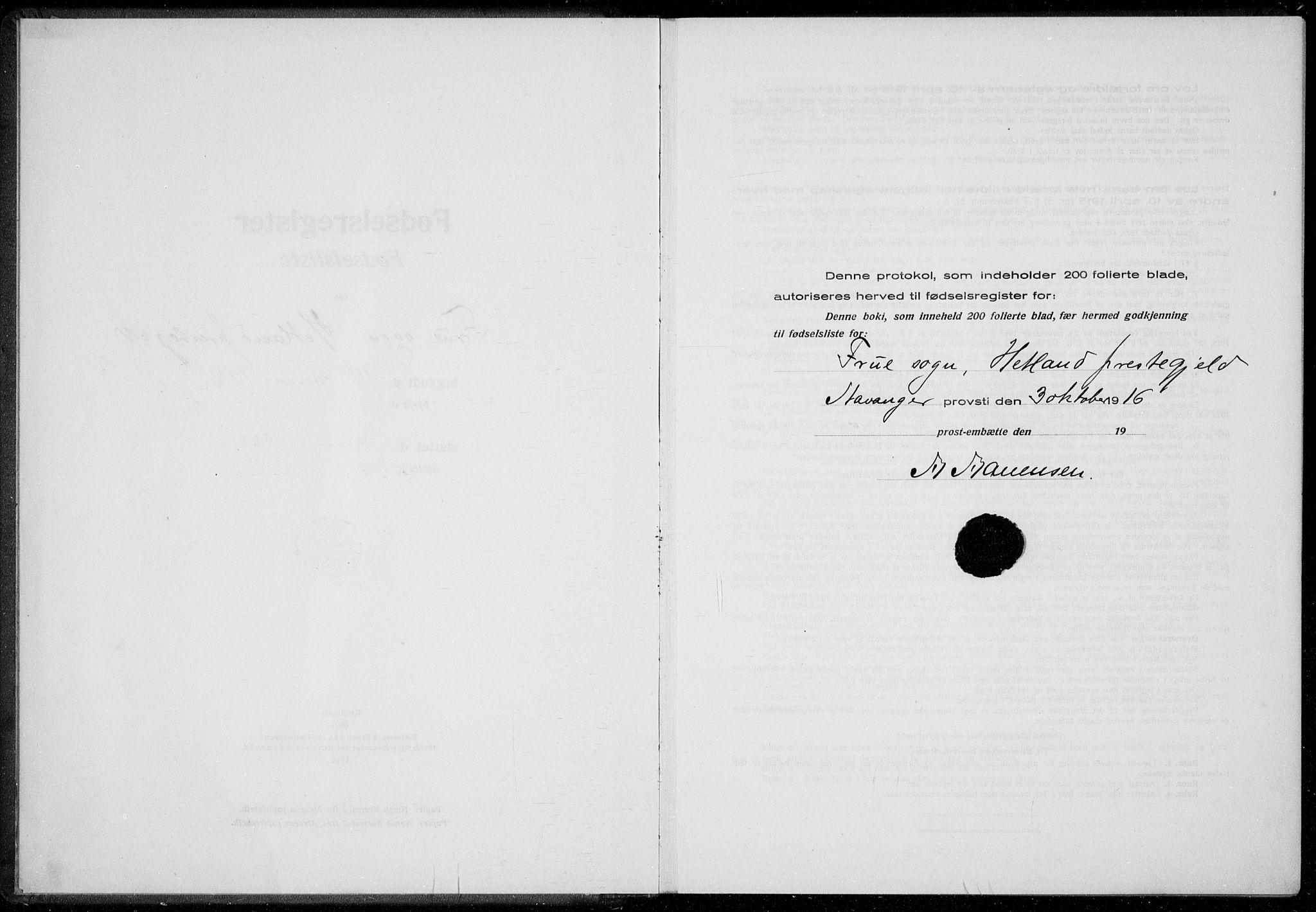 Hetland sokneprestkontor, SAST/A-101826/70/704BA/L0003: Birth register no. 1, 1916-1923