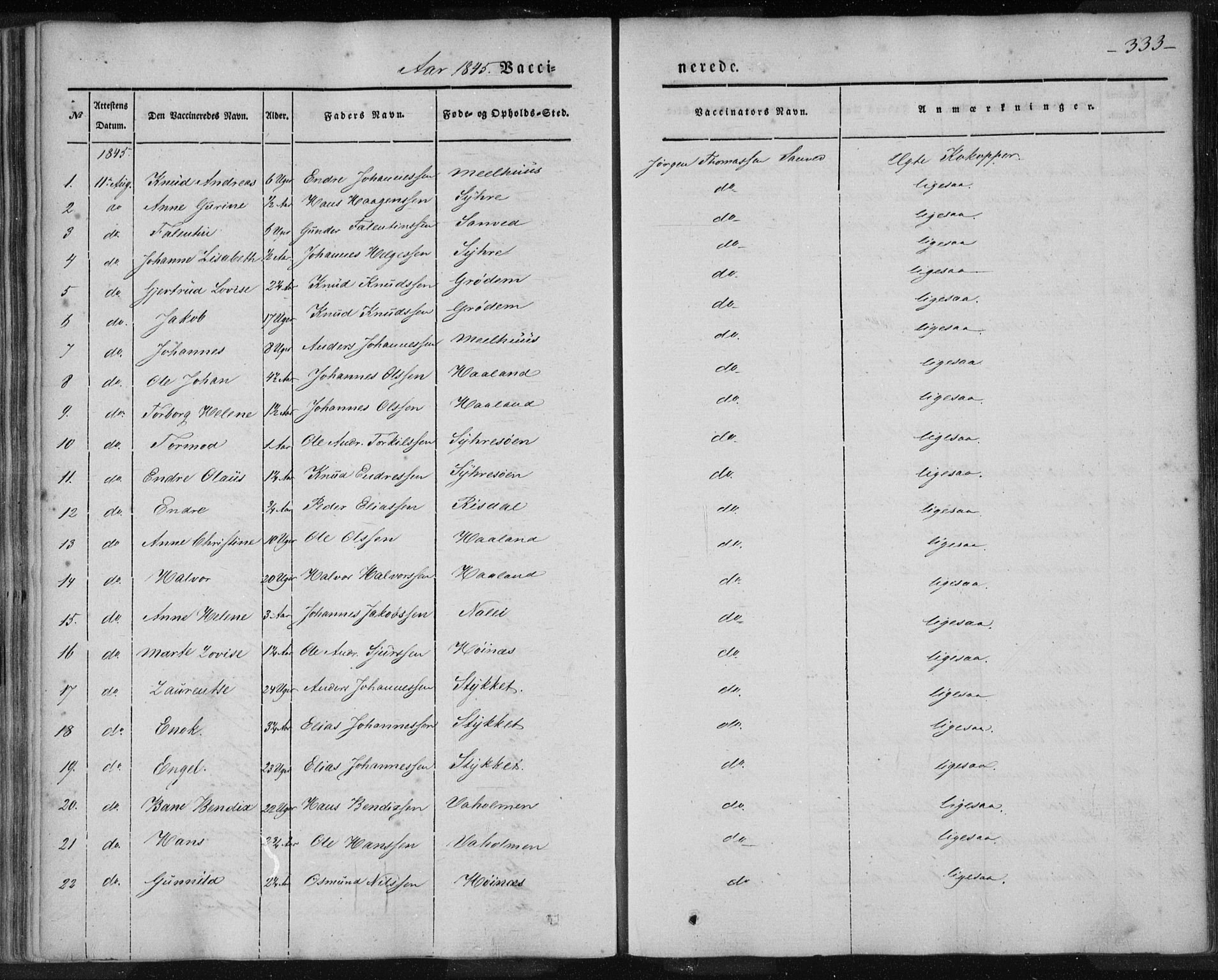 Skudenes sokneprestkontor, AV/SAST-A -101849/H/Ha/Haa/L0003: Parish register (official) no. A 2.2, 1841-1846, p. 333