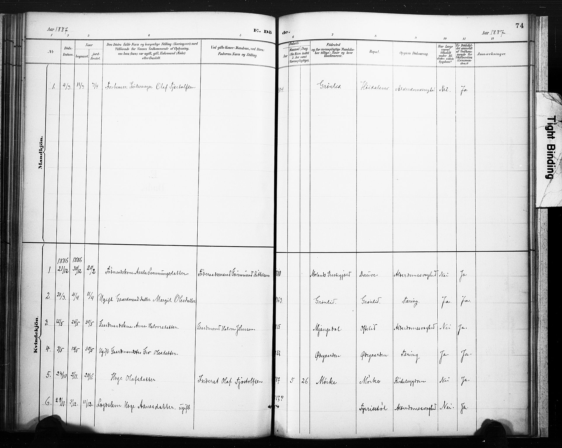 Lårdal kirkebøker, SAKO/A-284/F/Fc/L0002: Parish register (official) no. III 2, 1887-1906, p. 74