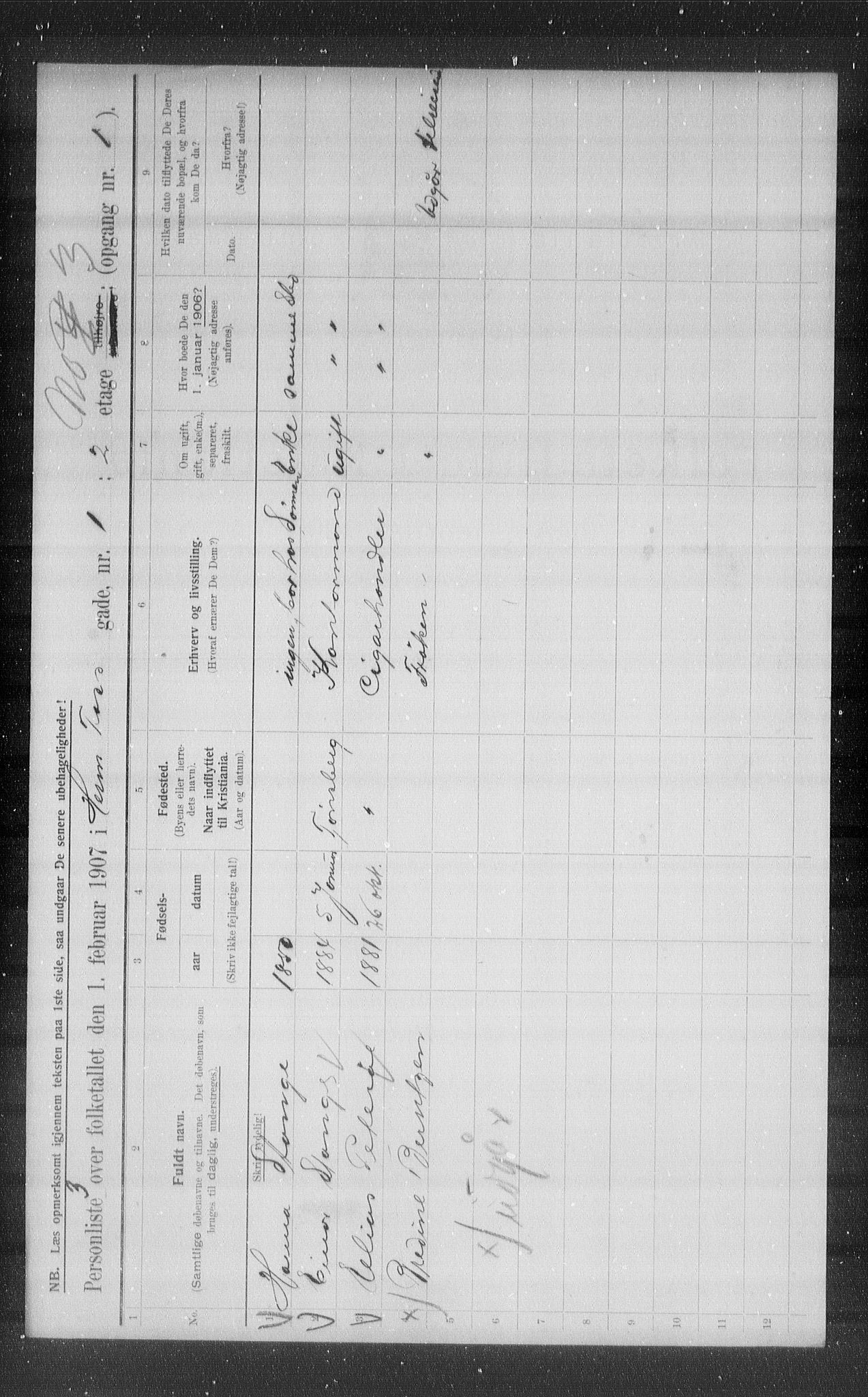 OBA, Municipal Census 1907 for Kristiania, 1907, p. 19856