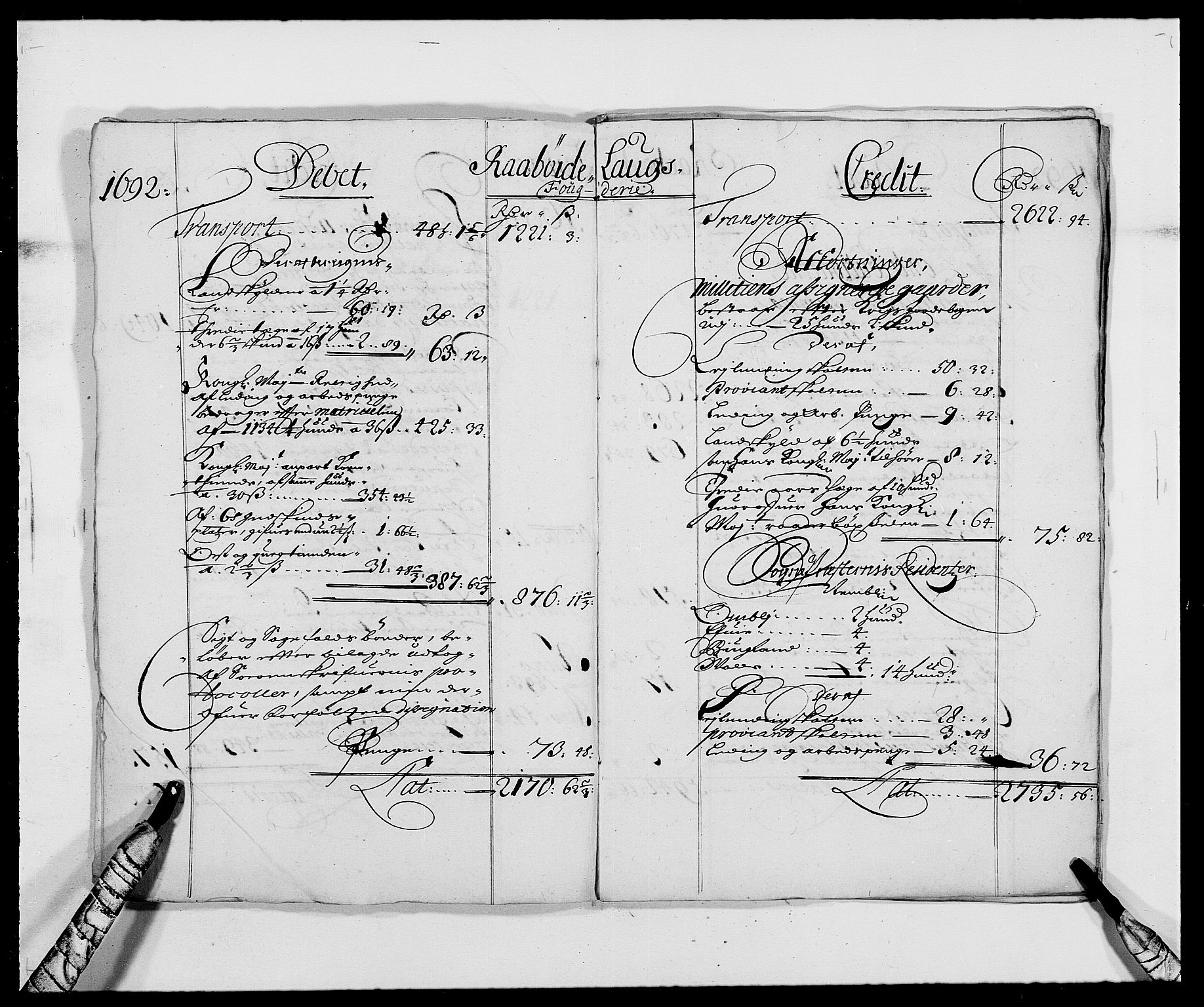 Rentekammeret inntil 1814, Reviderte regnskaper, Fogderegnskap, AV/RA-EA-4092/R40/L2443: Fogderegnskap Råbyggelag, 1691-1692, p. 124