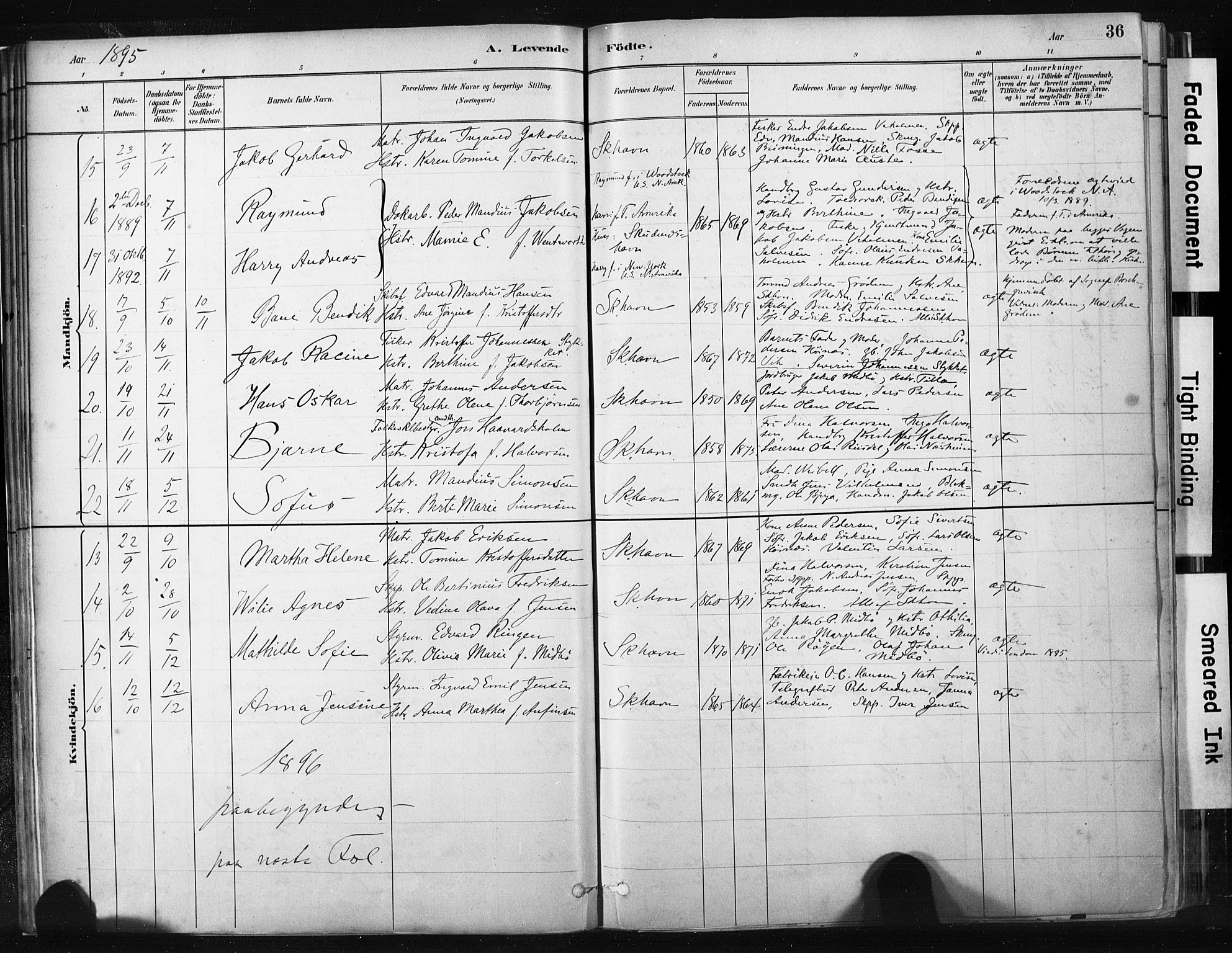 Skudenes sokneprestkontor, AV/SAST-A -101849/H/Ha/Haa/L0008: Parish register (official) no. A 5, 1882-1912, p. 36