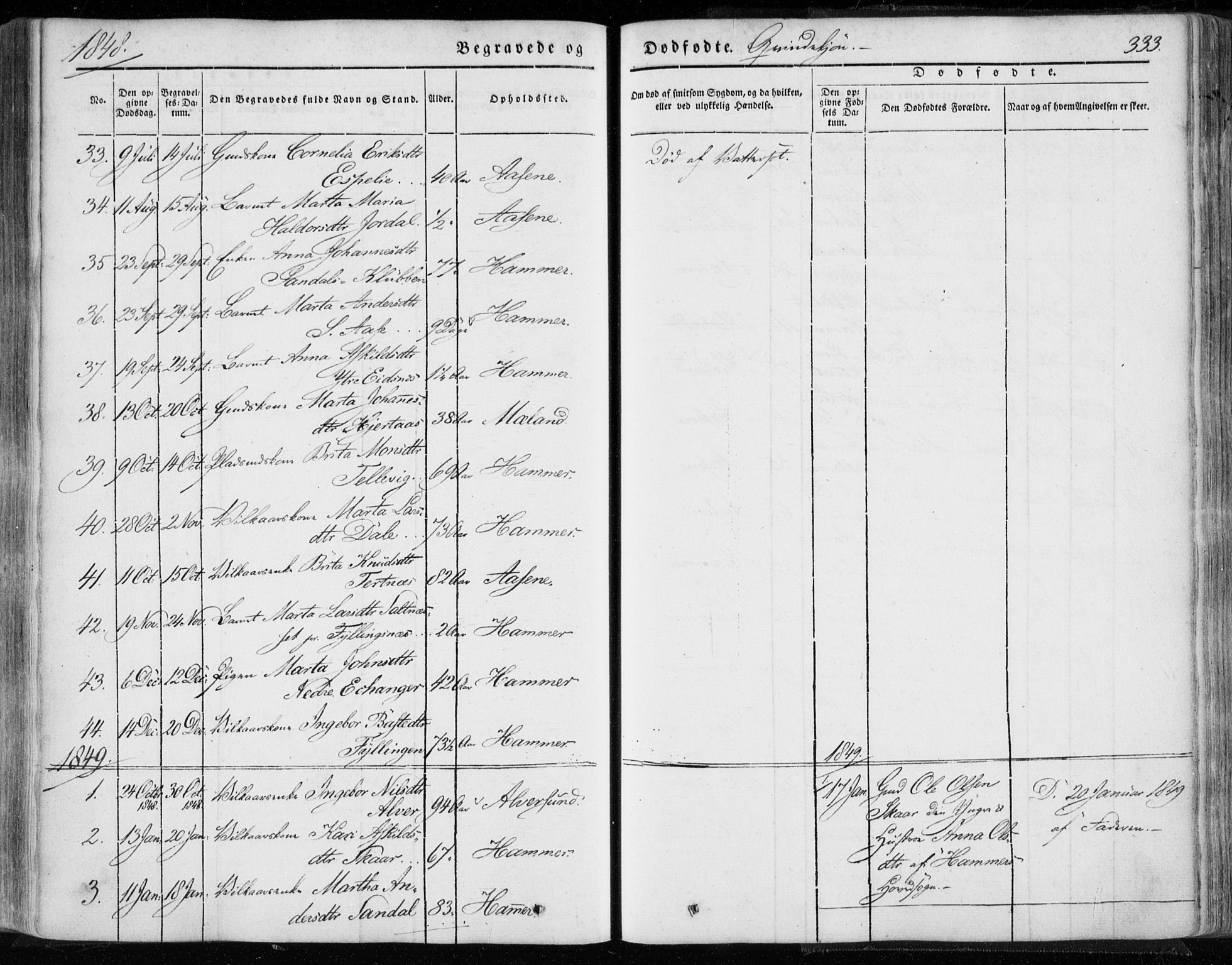 Hamre sokneprestembete, SAB/A-75501/H/Ha/Haa/Haaa/L0013: Parish register (official) no. A 13, 1846-1857, p. 333